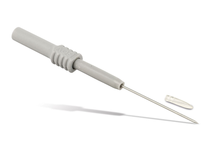Prüfspitze mit 4 mm Sicherheitsbuchse, flexibel, grau Prüfspitze mit 4 mm Sicherheitsbuchse, flexibel, grau