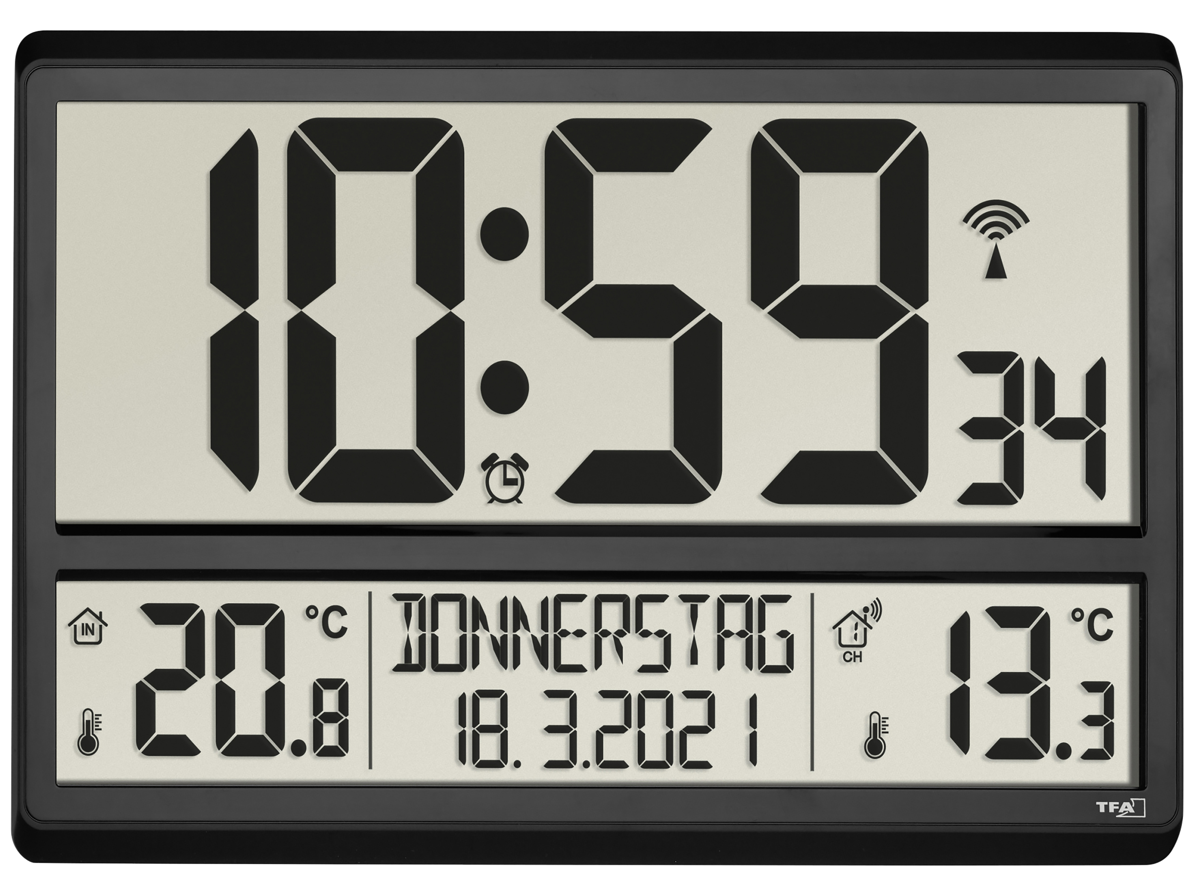 TFA Digitale XL-Funkuhr 60.4521.01, mit Außen- und Innentemperatur TFA Digitale XL-Funkuhr 60.4521.01, mit Außen- und Innentemperatur