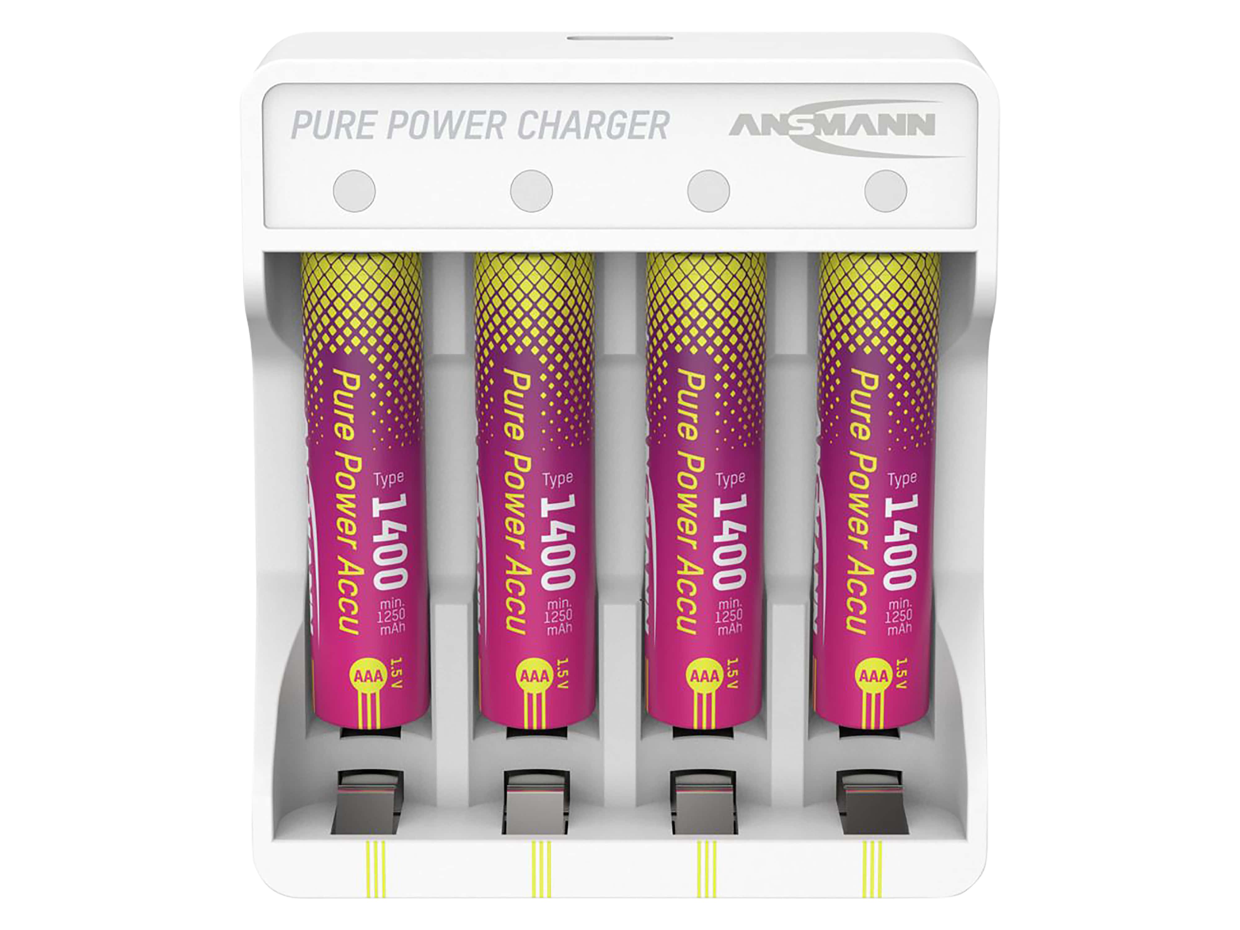 ANSMANN Lademodul Pure Power Set, 4× Micro AAA Akkus Typ 1400 Lademodul ANSMANN Pure Power Set, 4× Micro AAA Akkus Typ 1400