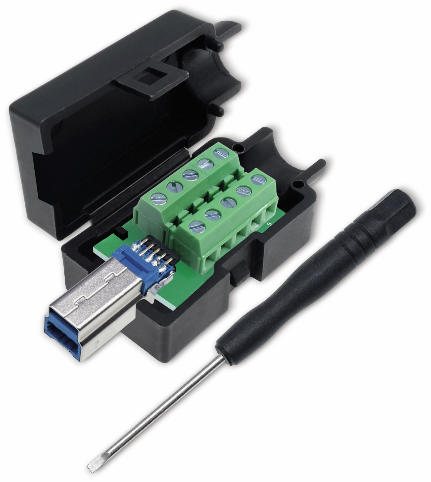 QUADRIOS USB-Modular-Set 2001C204, USB 3.0, Stecker, Einbau horizontal, Polzahl 10 QUADRIOS, 2001C204, USB-Modular-Set, USB 3.0 - Standard-B, Stecker, Einbau horizontal, Polzahl 10