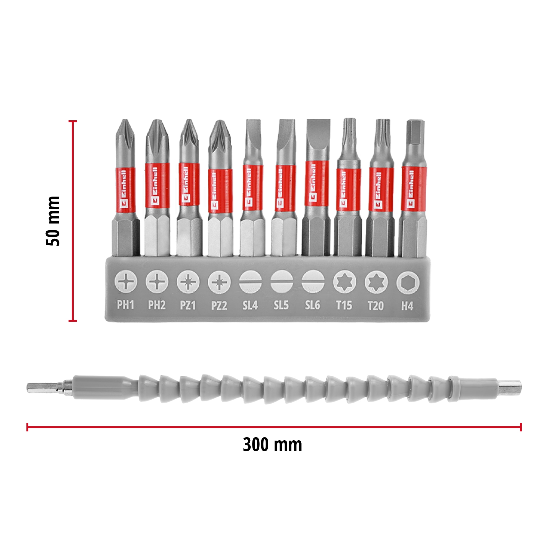 EINHELL Bit-Set, 133115, mit biegsamer Welle, 11-teilig