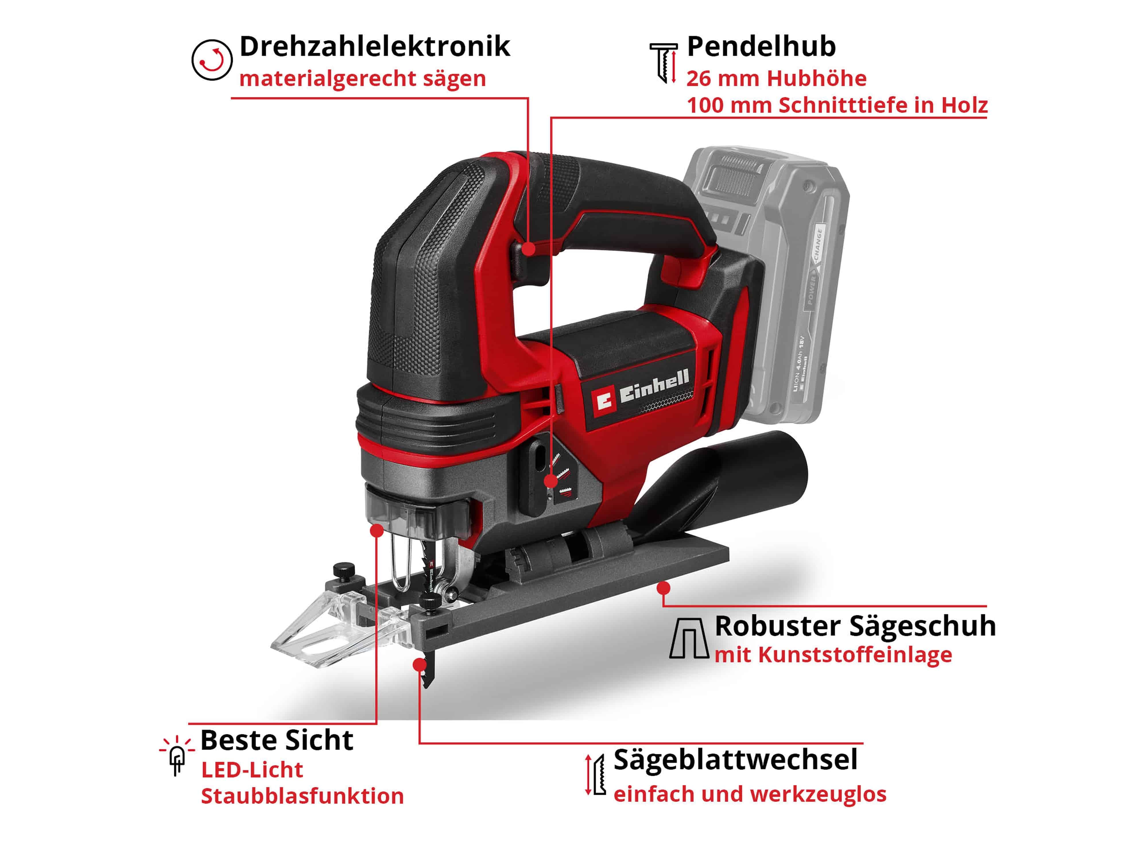 EINHELL Akku-Stichsäge TE-JS 18/100 Li, 4321270, Solo EINHELL Akku-Stichsäge TE-JS 18/100 Li, 4321270, Solo