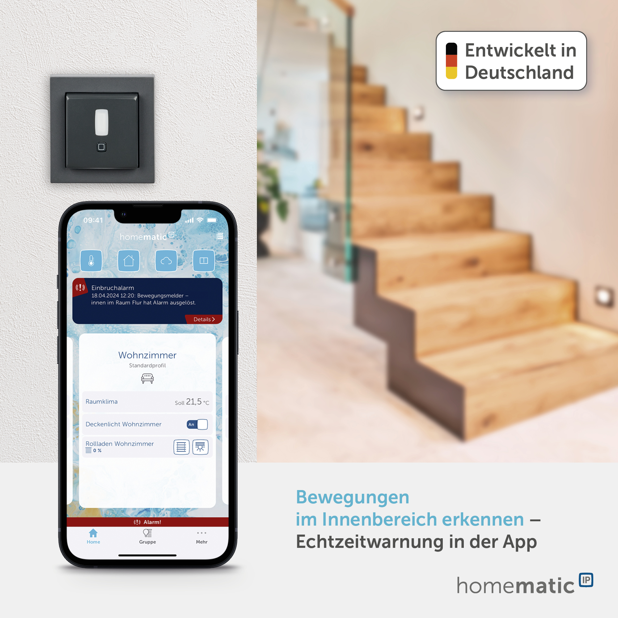 HOMEMATIC IP 159903A0, Bewegungsmelder, 55er Rahmen, innen, anthrazit HOMEMATIC IP 159903A0, Bewegungsmelder, 55er Rahmen, innen, anthrazit