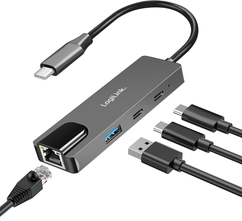 LOGILINK USB-C Hub UA0432 3Port 2,5G Gigabit Ethernet-Adapter LOGILINK USB-C Hub UA0432 3Port 2,5G Gigabit Ethernet-Adapter
