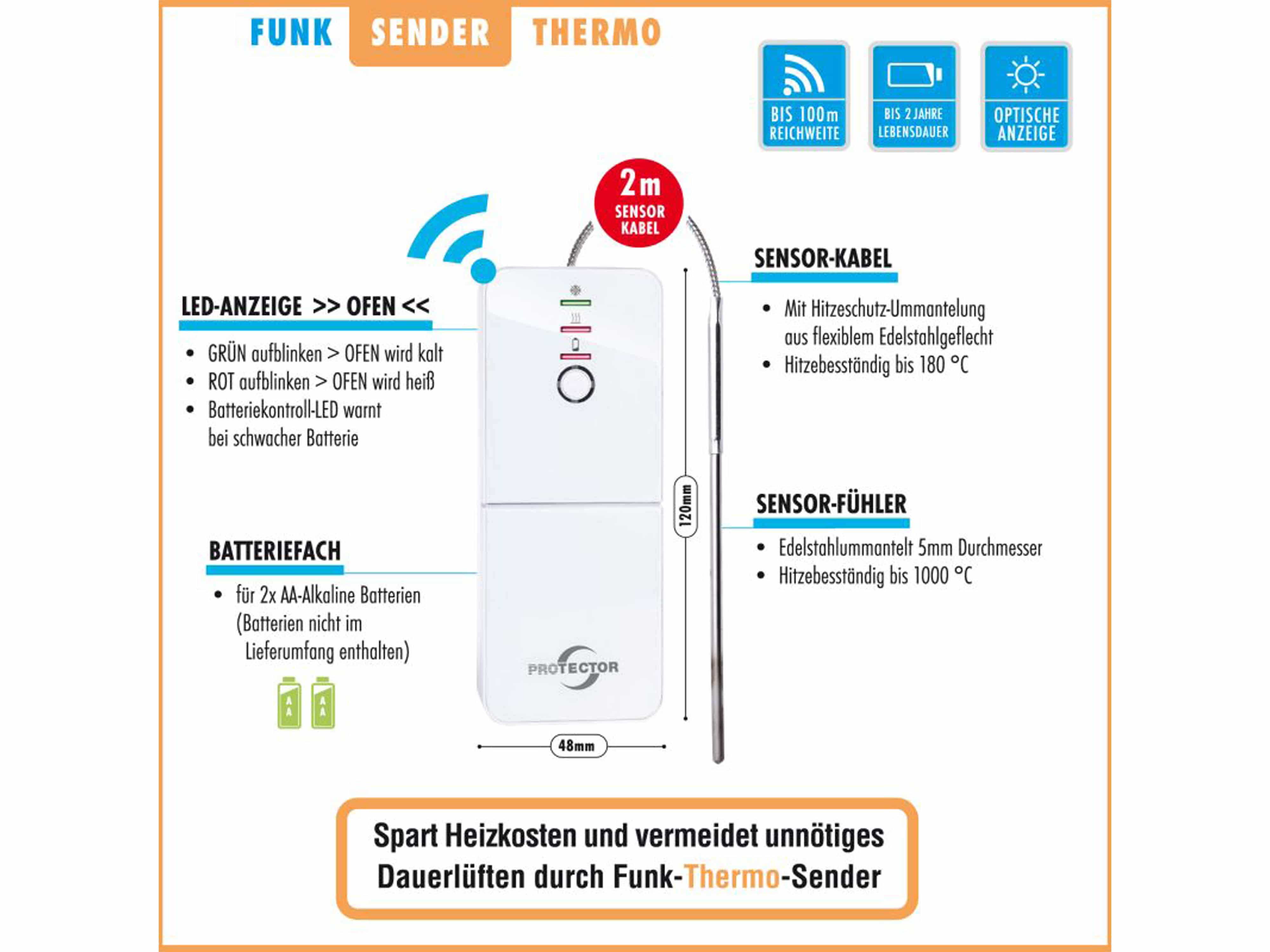 PROTECTOR Thermo-Funk-Abluftsteuerung ASK 6030, mit Kinetik Fenster-Sender, Einbauvariante PROTECTOR Thermo-Funk-Abluftsteuerung ASK 6030, mit Kinetik Fenster-Sender, Einbauvariante