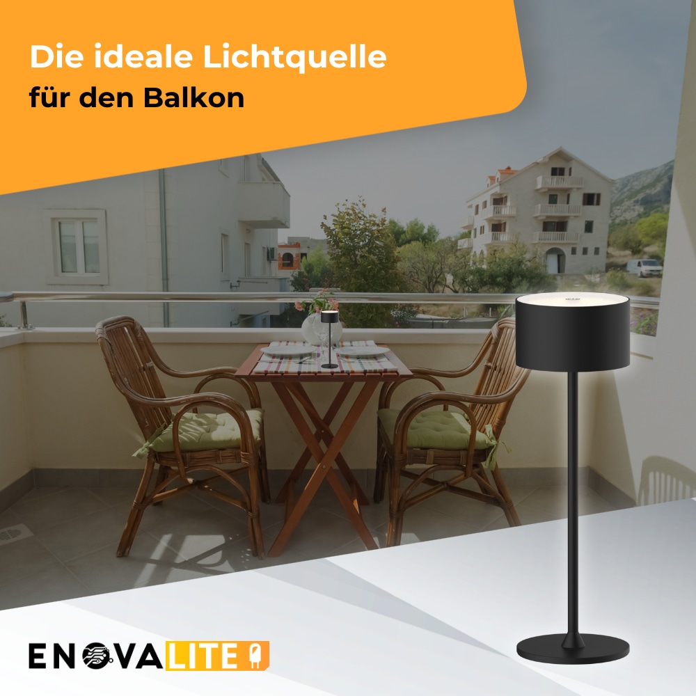 ENOVALITE LED-Akku-Tischleuchte, ELED700400, EEK: D dimmbar, CCT, schwarz ENOVALITE LED-Akku-Tischleuchte, ELED700400, EEK: D dimmbar, CCT, schwarz