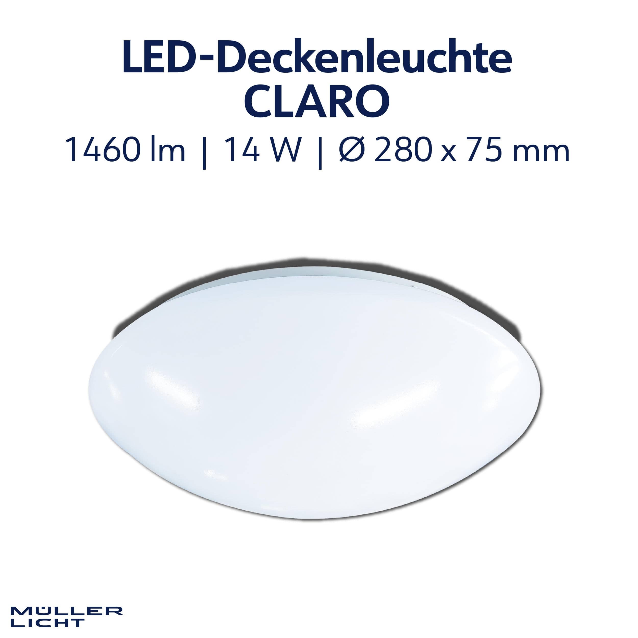 MÜLLER-LICHT LED-Deckenleuchte Claro white, 14 W, 1460 lm, 4000 K, IP20, neutralweiß MÜLLER-LICHT LED-Deckenleuchte Claro white, 14 W, 1460 lm, 4000 K, IP20, neutralweiß