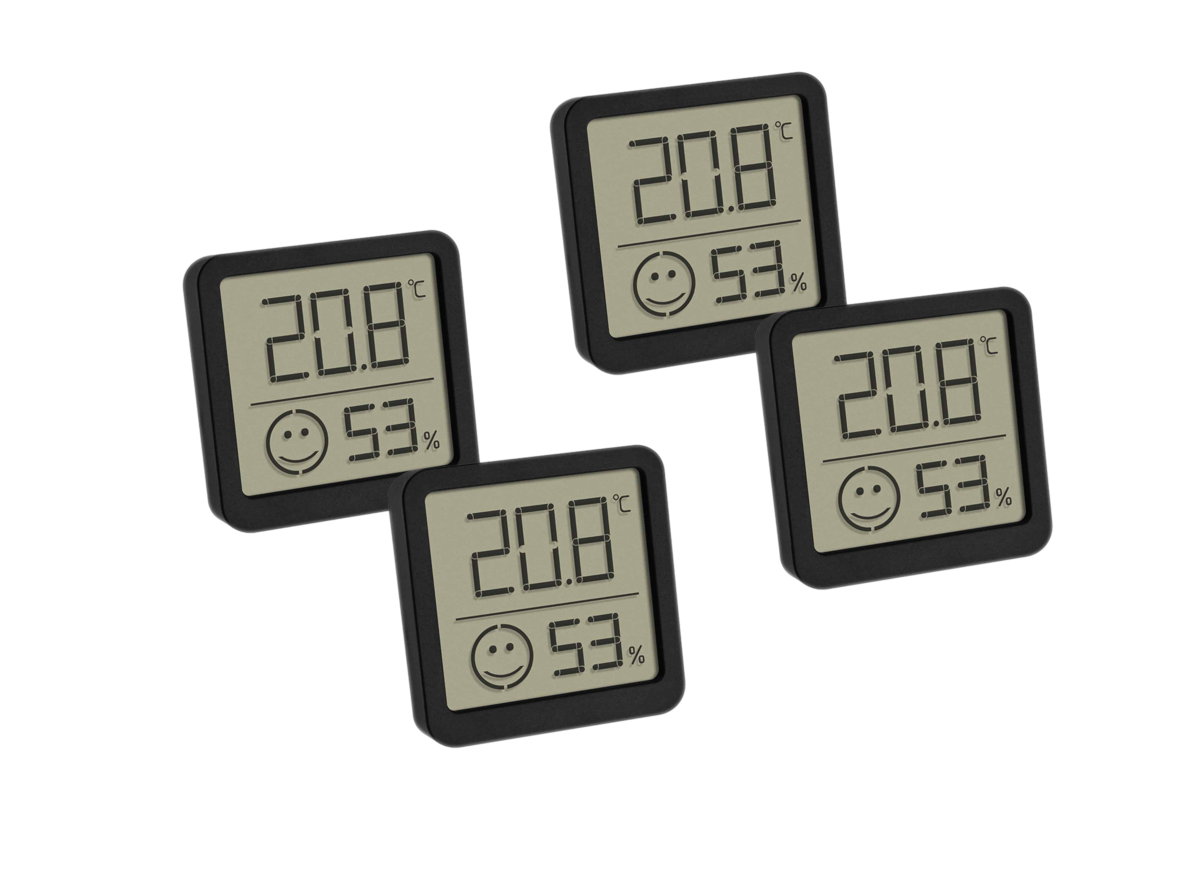 TFA Digitales Thermo-Hygrometer 30.5053.01.02, 4 Stück, schwarz TFA Digitales Thermo-Hygrometer 30.5053.01.02, 4 Stück, schwarz