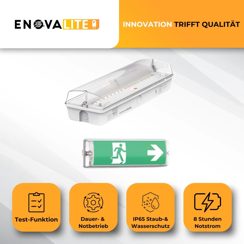 ENOVALITE LED-Fluchtwegeleuchte inkl. 8 h Notstromakku ENOVALITE LED-Fluchtwegeleuchte inkl. 8 h Notstromakku