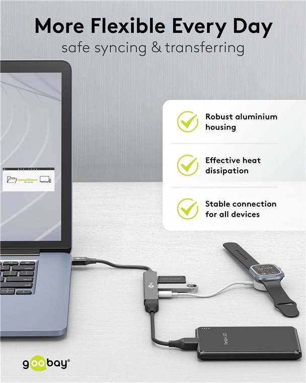 GOOBAY USB3.2 Hub 74458 Slim 4 Port USB-A auf USB-C/USB-A GOOBAY USB3.2 Hub 74458 Slim 4 Port USB-A auf USB-C/USB-A