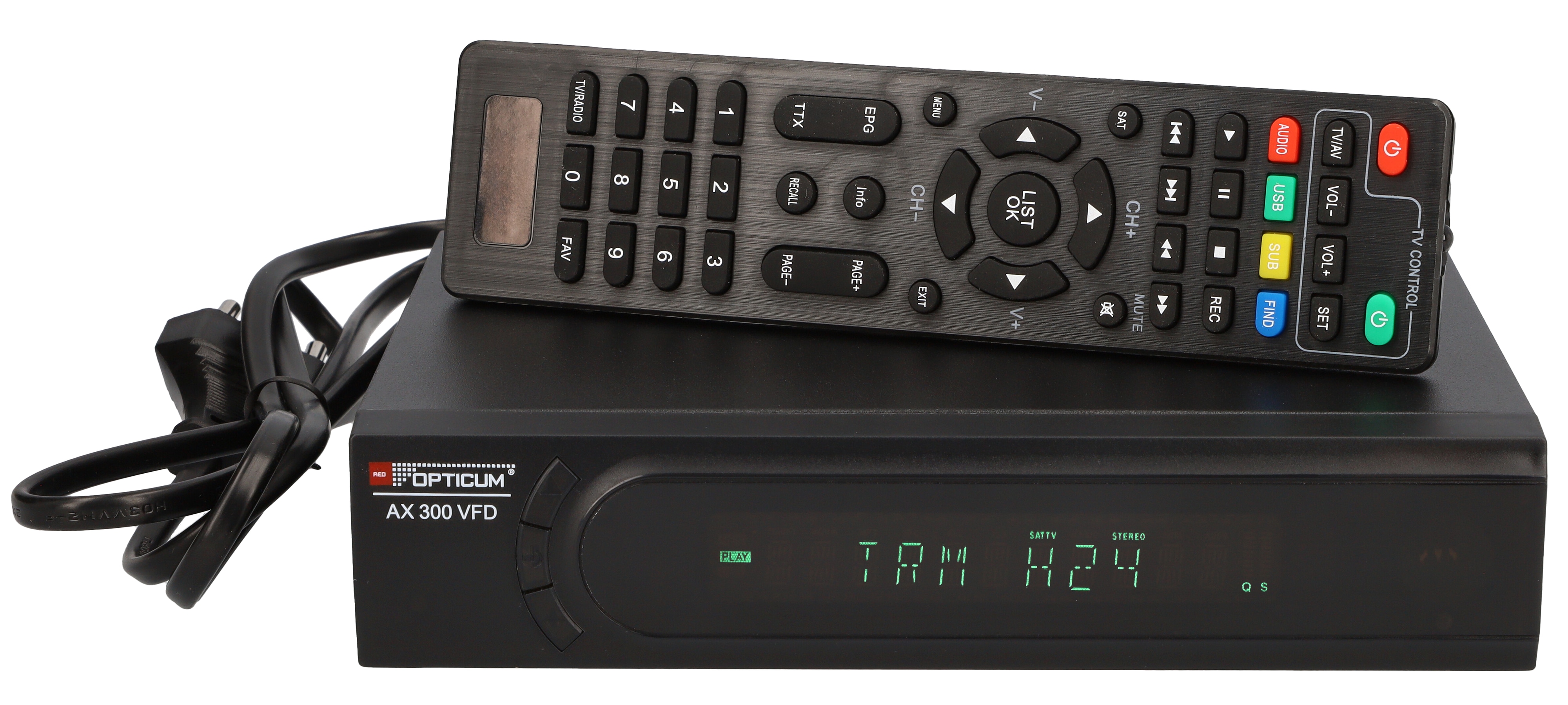 RED OPTICUM DVB-S2 HDTV-Receiver AX 300 VFD, mit PVR