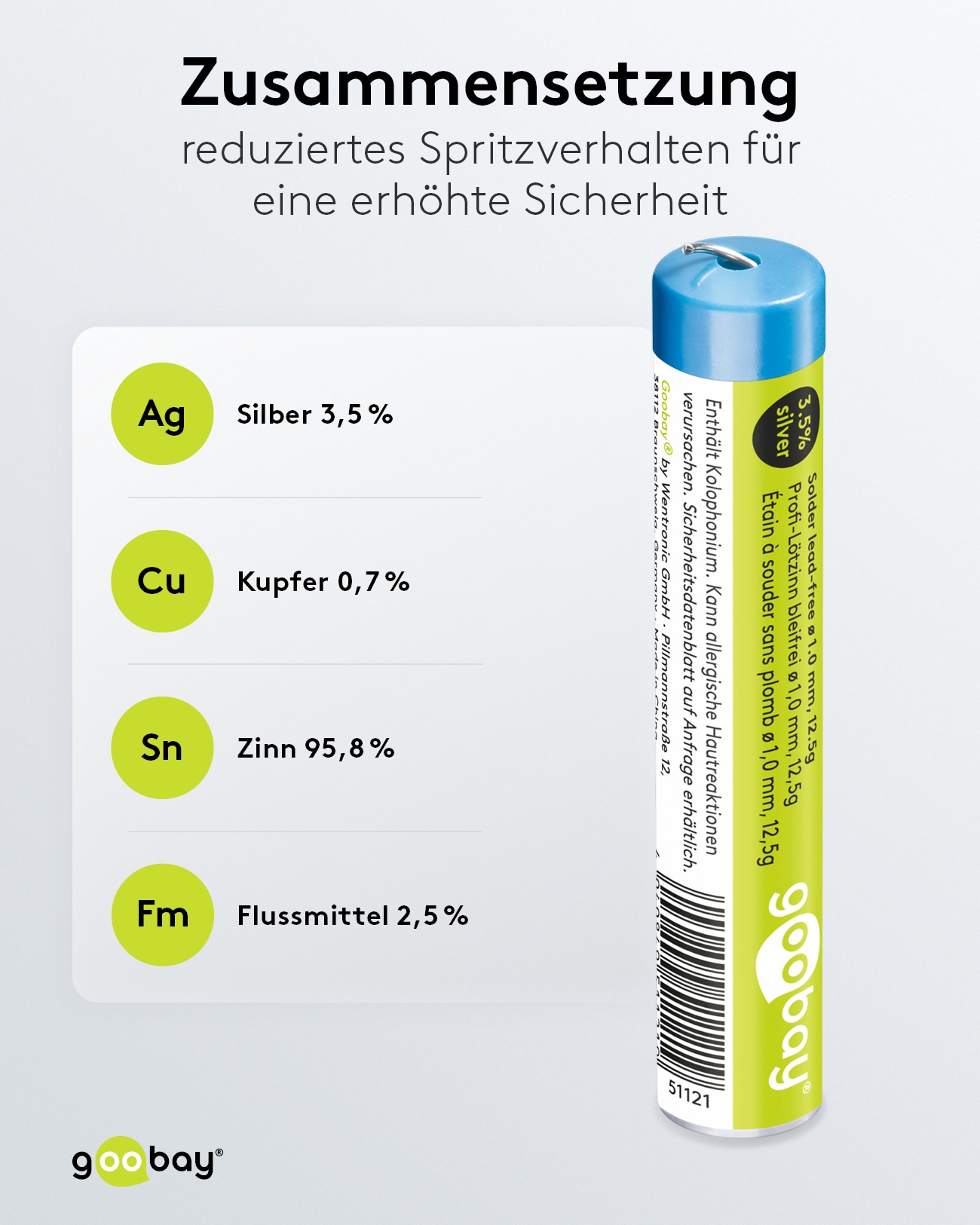 GOOBAY Lötzinn Pro, 12,5 g, Ø 1,0 mm GOOBAY Lötzinn Pro, 12,5 g, Ø 1,0 mm