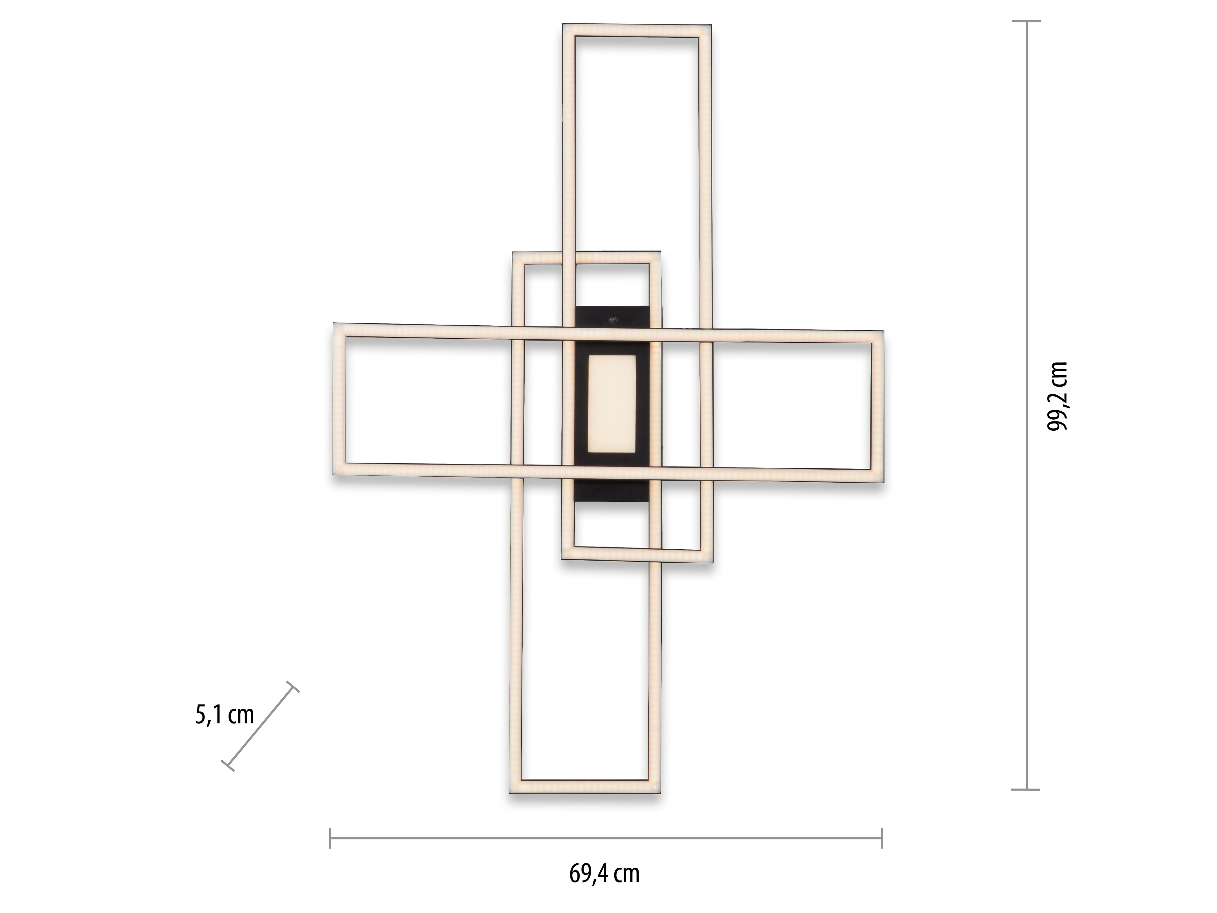JUST LIGHT LED-Deckenleuchte 14693-18, 45W, 5500lm, schwarz