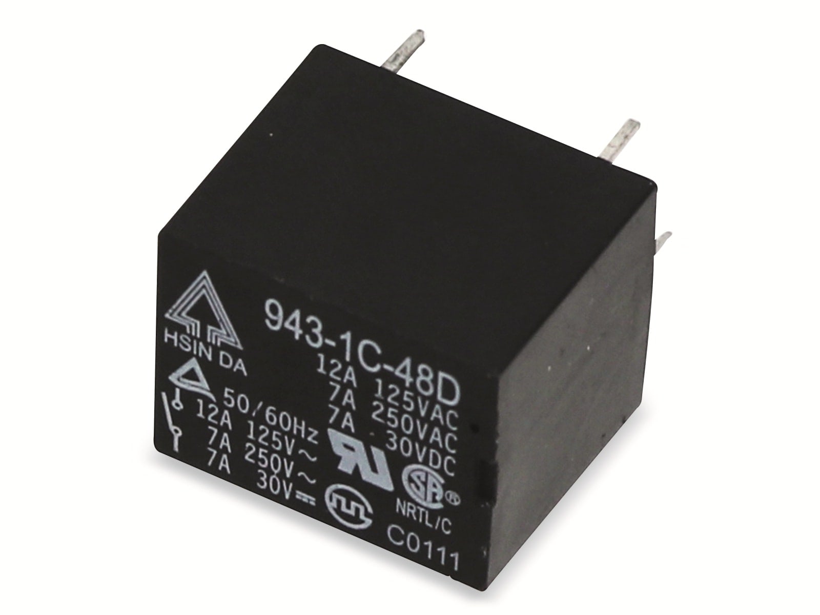 Relais, HSINDA, 943-1C-48D, 1xUM, 48V, 7A