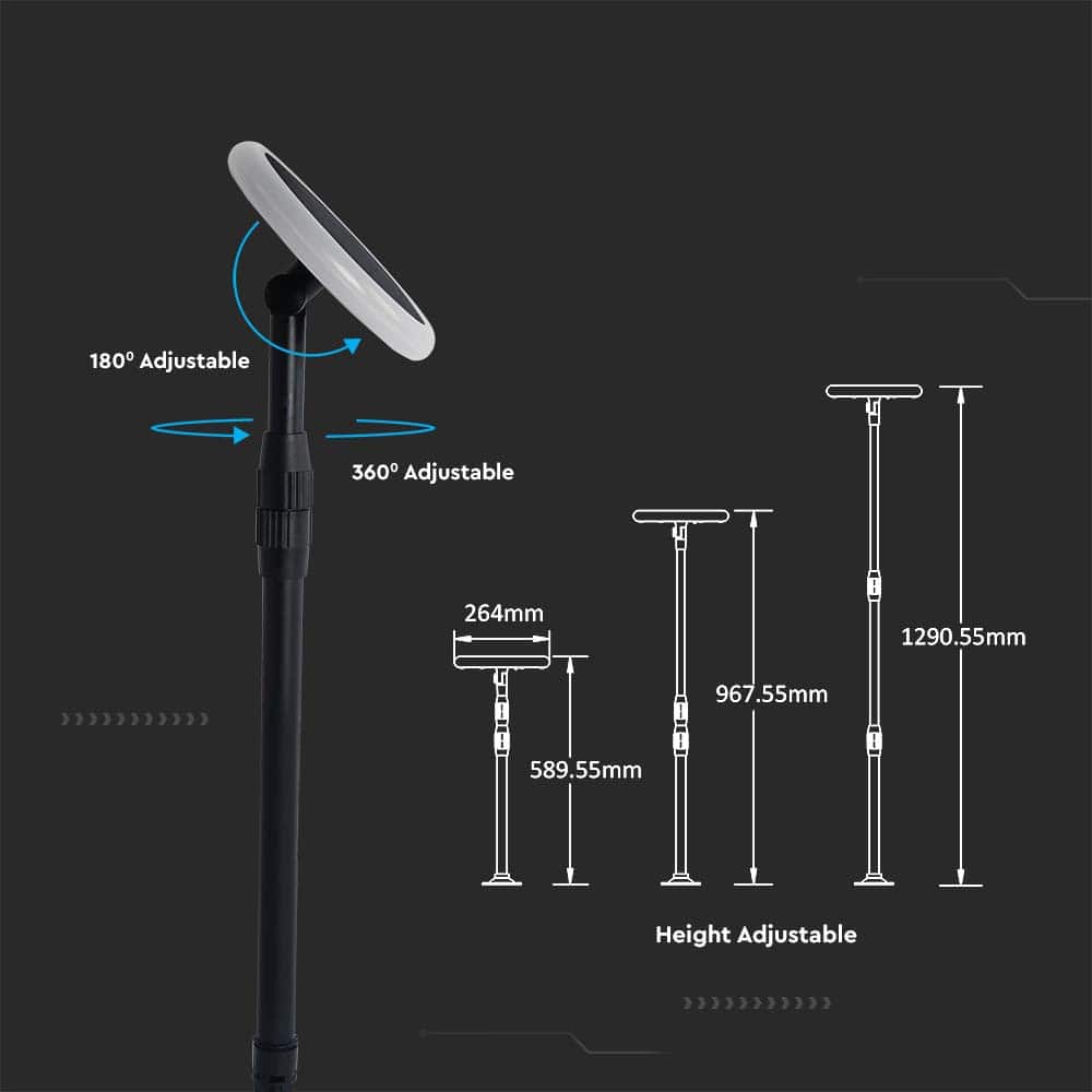 V-TAC Solar LED-Gartenleuchte VT-948, 8 W, 4000 K, schwarz V-TAC Solar LED-Gartenleuchte VT-948, 8 W, 4000 K, schwarz
