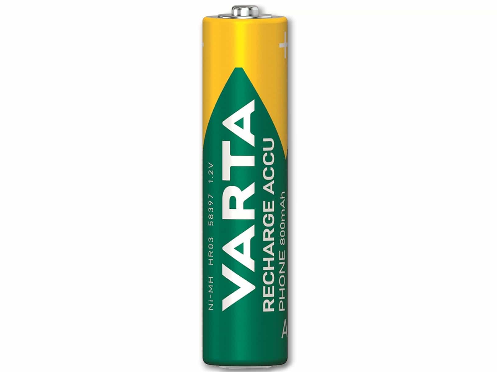 VARTA Akku NiMH, Micro, AAA, HR03, 1.2V/800mAh, Accu Phone, 2er Pack VARTA Akku NiMH, Micro, AAA, HR03, 1.2V/800mAh, Accu Phone, 2er Pack