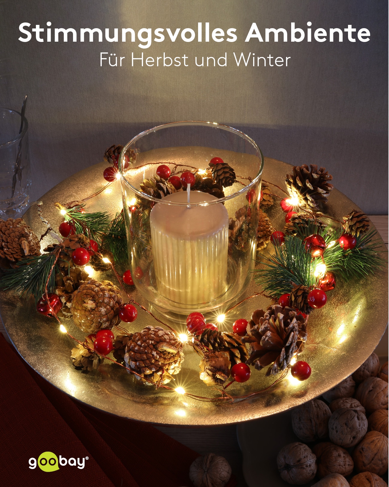 GOOBAY LED-Lichterkette "Tannenzapfen", Silberdraht, Timer, 20 LEDs, 220 cm GOOBAY LED-Lichterkette "Tannenzapfen", Silberdraht, Timer, 20 LEDs, 220 cm
