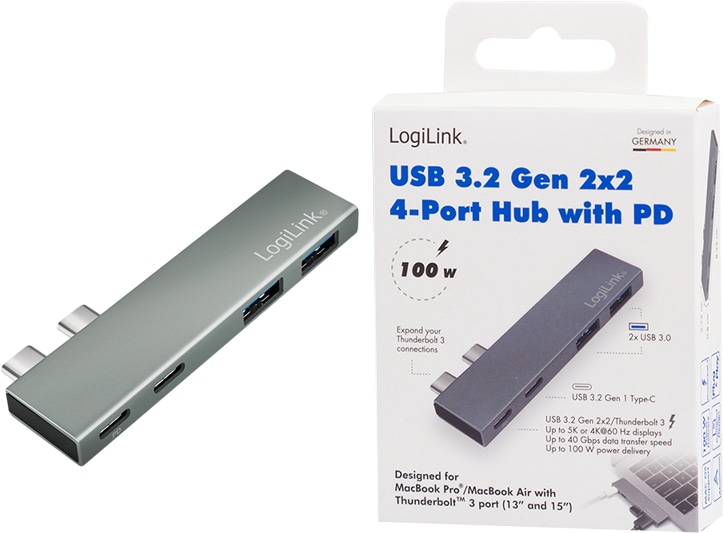 LOGILINK USB 3.2 Dockingstation UA0399, Gen2x2, 4-Port, PD, silber LOGILINK USB 3.2 Dockingstation UA0399, Gen2x2, 4-Port, PD, silber