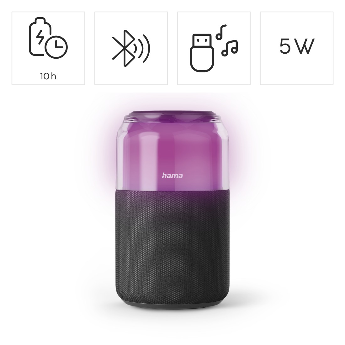 HAMA Tragbarer Bluetooth-Lautsprecher "Can Speaker", Schwarz, 5 W HAMA Tragbarer Bluetooth-Lautsprecher "Can Speaker", Schwarz, 5 W