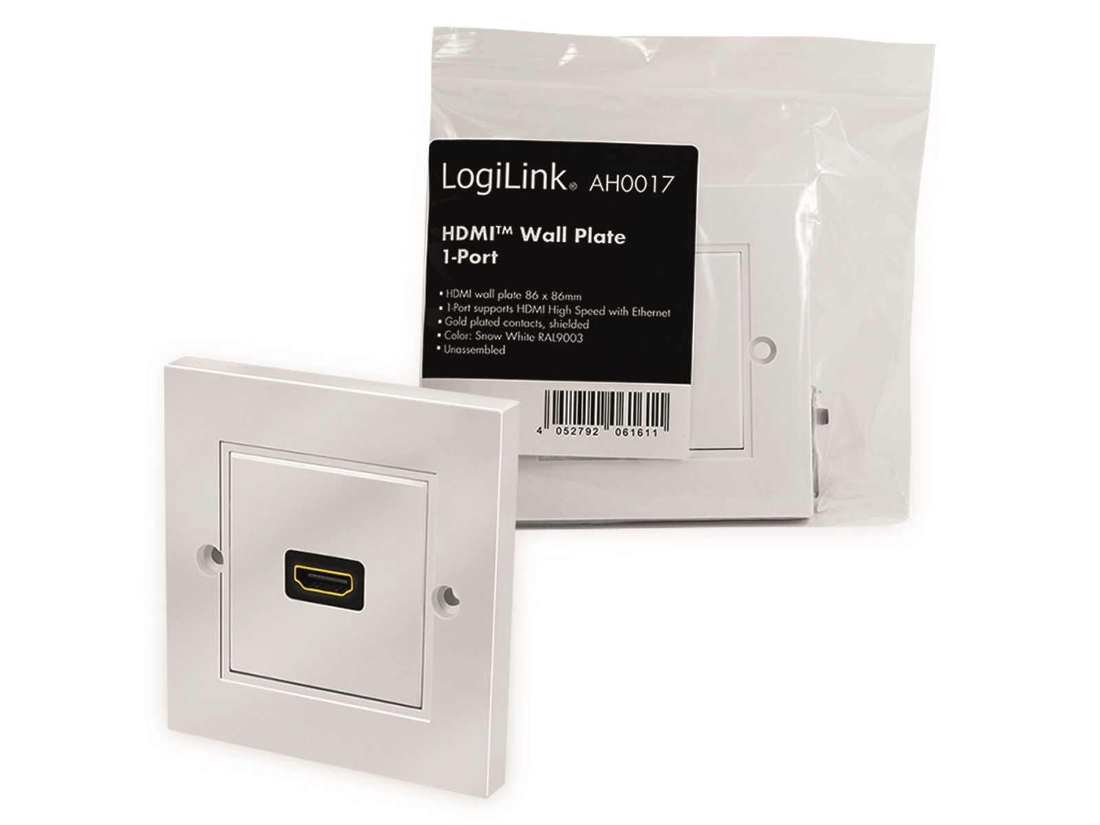 LOGILINK HDMI-Wanddose 1-Port, weiß LOGILINK HDMI-Wanddose 1-Port, weiß