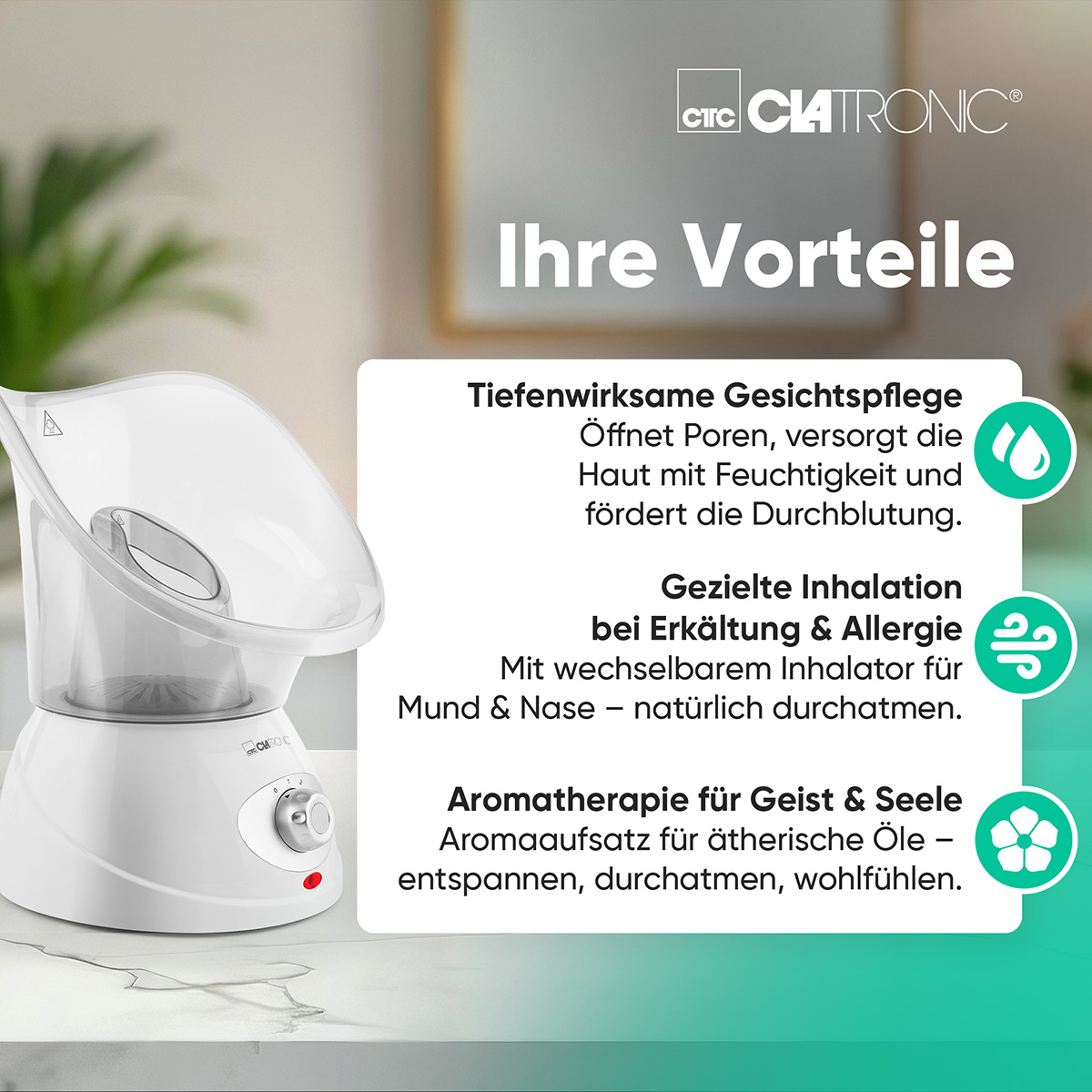 CLATRONIC Gesichtssauna & Inhalationsgerät GS 3656, 3-Stufen CLATRONIC Gesichtssauna & Inhalationsgerät GS 3656, 3-Stufen