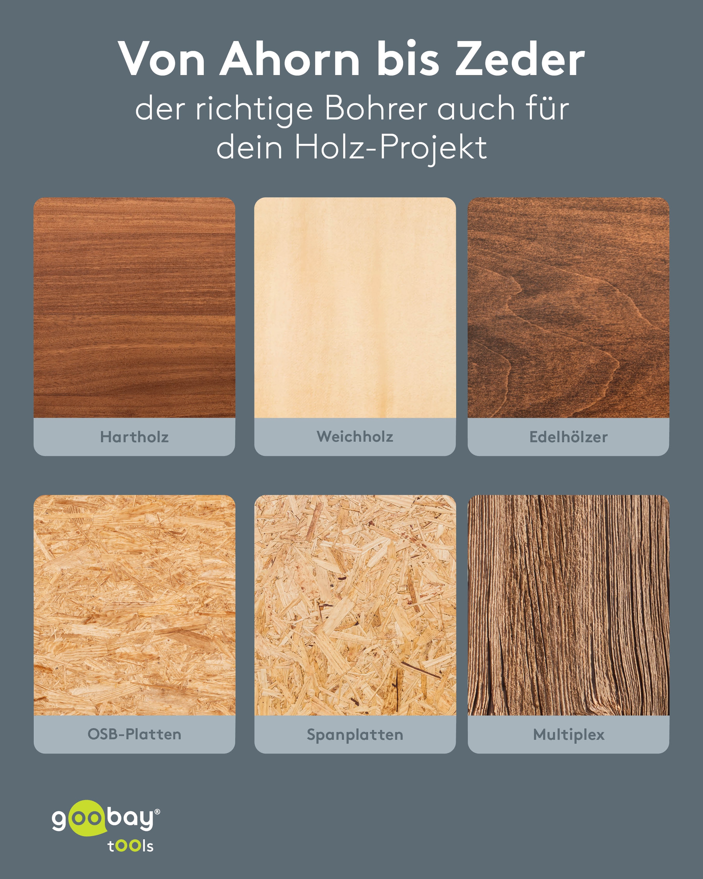 GOOBAY TOOLS Holzbohrer-Set, 77847, 3-10 mm, 15-teilig GOOBAY TOOLS Holzbohrer-Set, 77847, 3-10 mm, 15-teilig