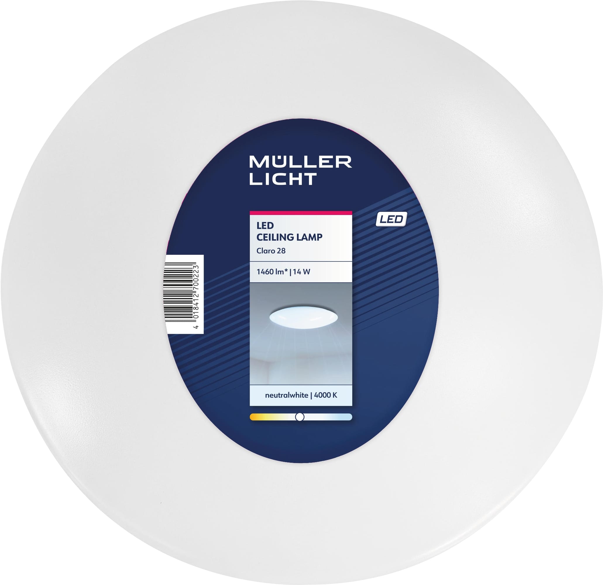 MÜLLER-LICHT LED-Deckenleuchte Claro white, 14 W, 1460 lm, 4000 K, IP20, neutralweiß MÜLLER-LICHT LED-Deckenleuchte Claro white, 14 W, 1460 lm, 4000 K, IP20, neutralweiß