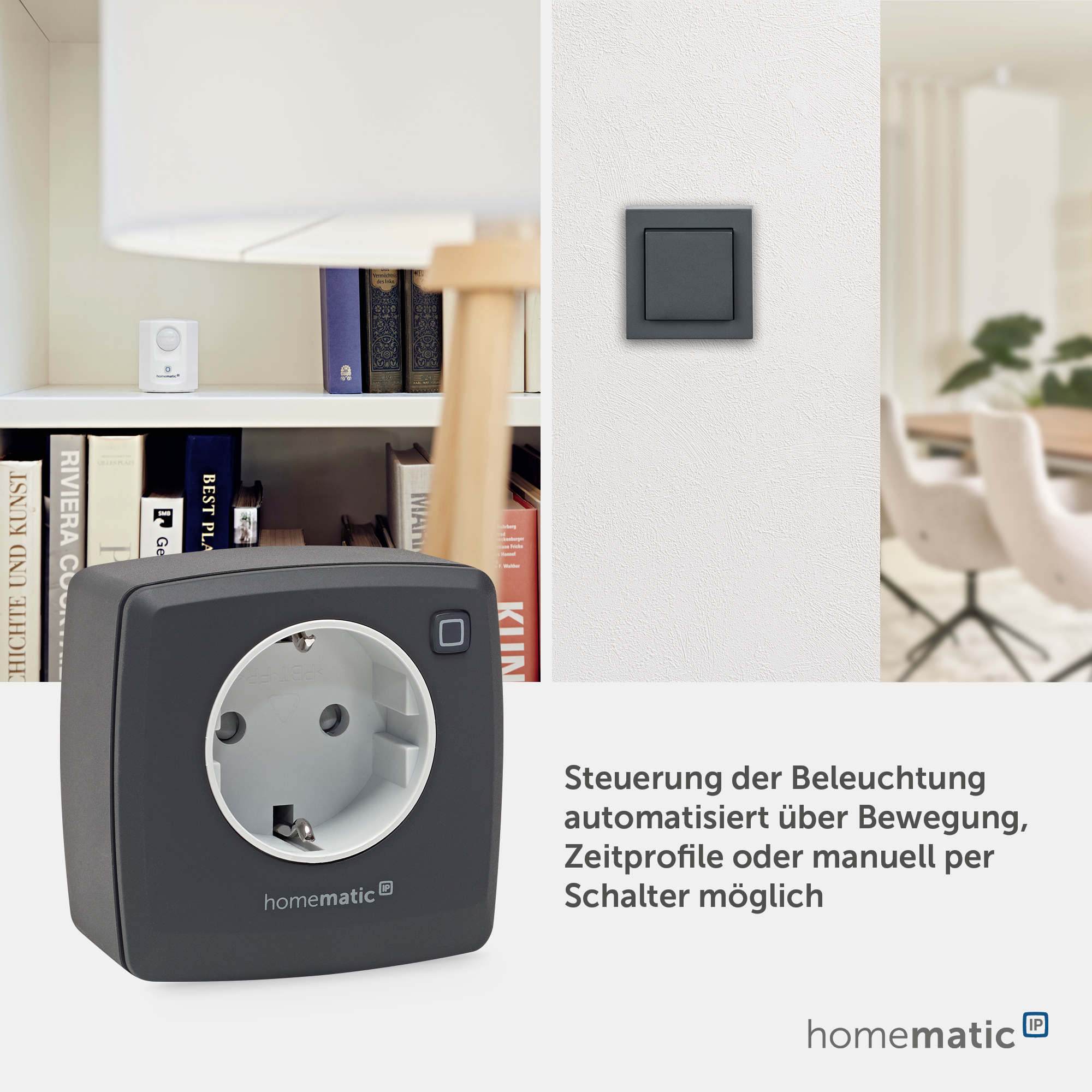 HOMEMATIC IP 161621A0, Dimmer-Steckdose, Phasenabschnitt, anthrazit HOMEMATIC IP 161621A0, Dimmer-Steckdose, Phasenabschnitt, anthrazit