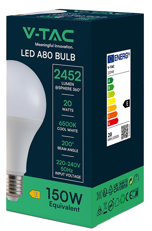V-TAC LED-Lampe VT-22022, EEK: E, E27, 20 W, 2452 lm, 6500 K