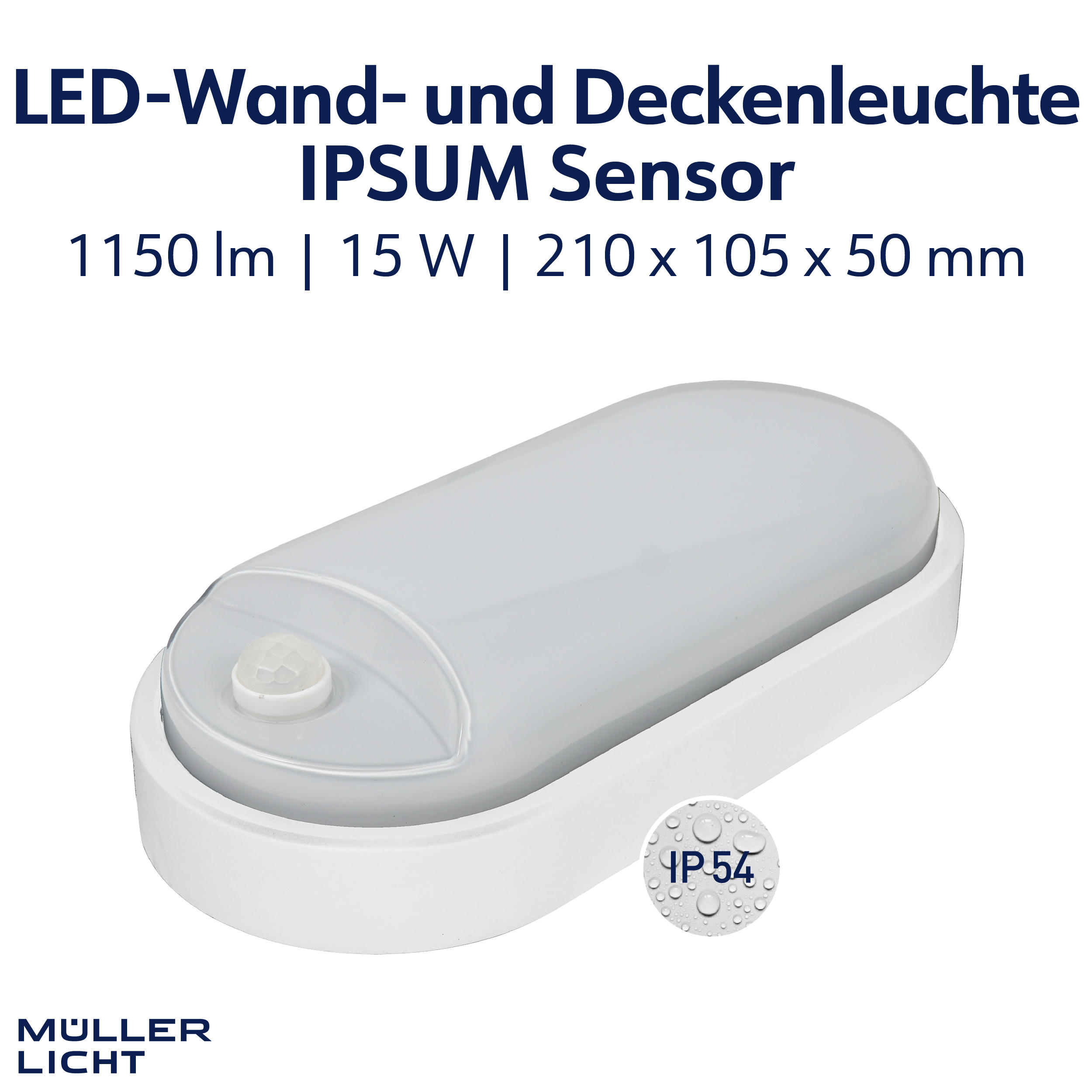 MÜLLER-LICHT LED-Wand- und Deckenleuchte 20300538, 9W, 650 lm, 4000K, IP54, Bewegungsmelder, oval MÜLLER-LICHT LED-Wand- und Deckenleuchte 20300538, 9W, 650 lm, 4000K, IP54, Bewegungsmelder, oval