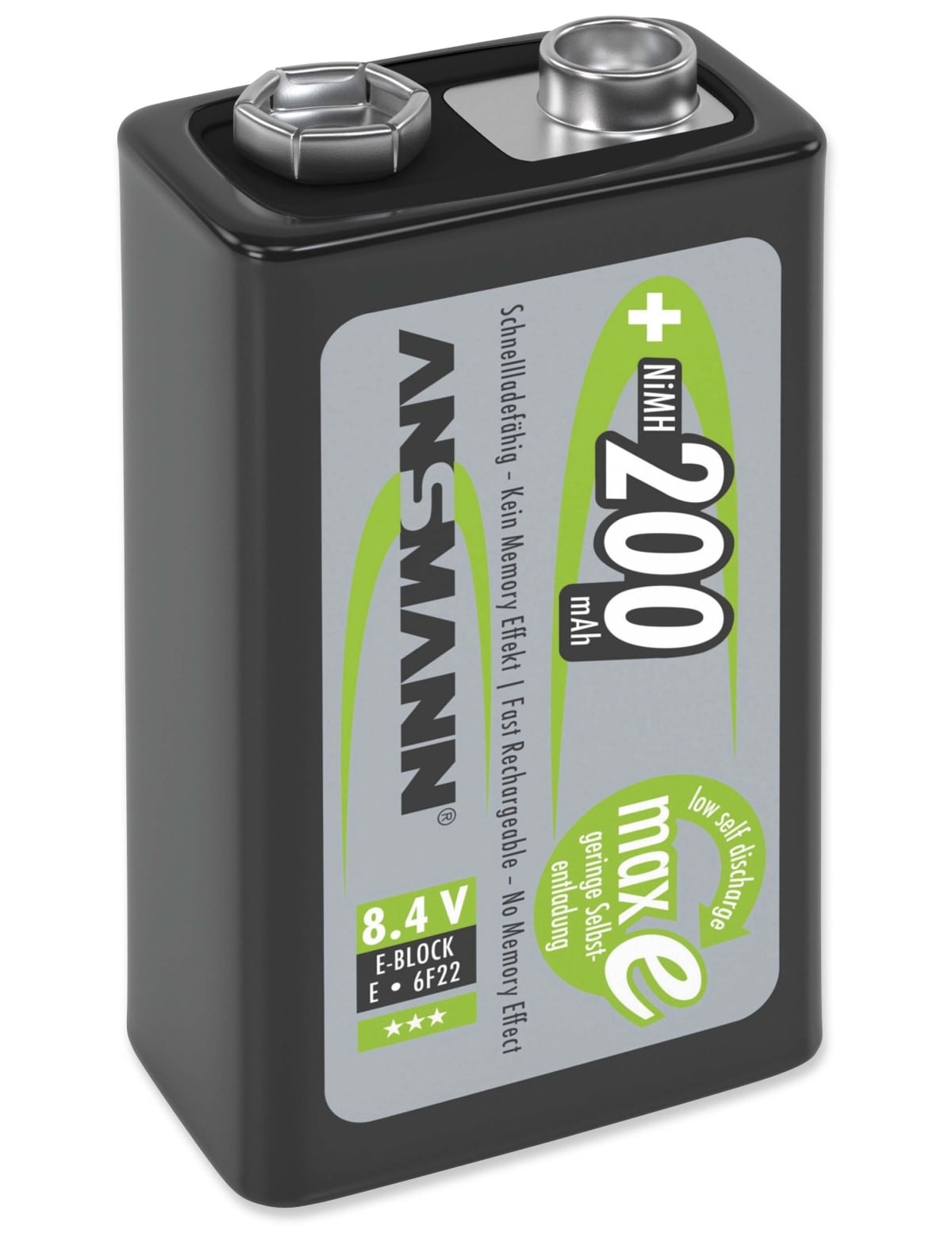 ANSMANN NiMH-9V-Block-Akku maxE, 200 mAh ANSMANN NiMH-9V-Block-Akku maxE, 200 mAh