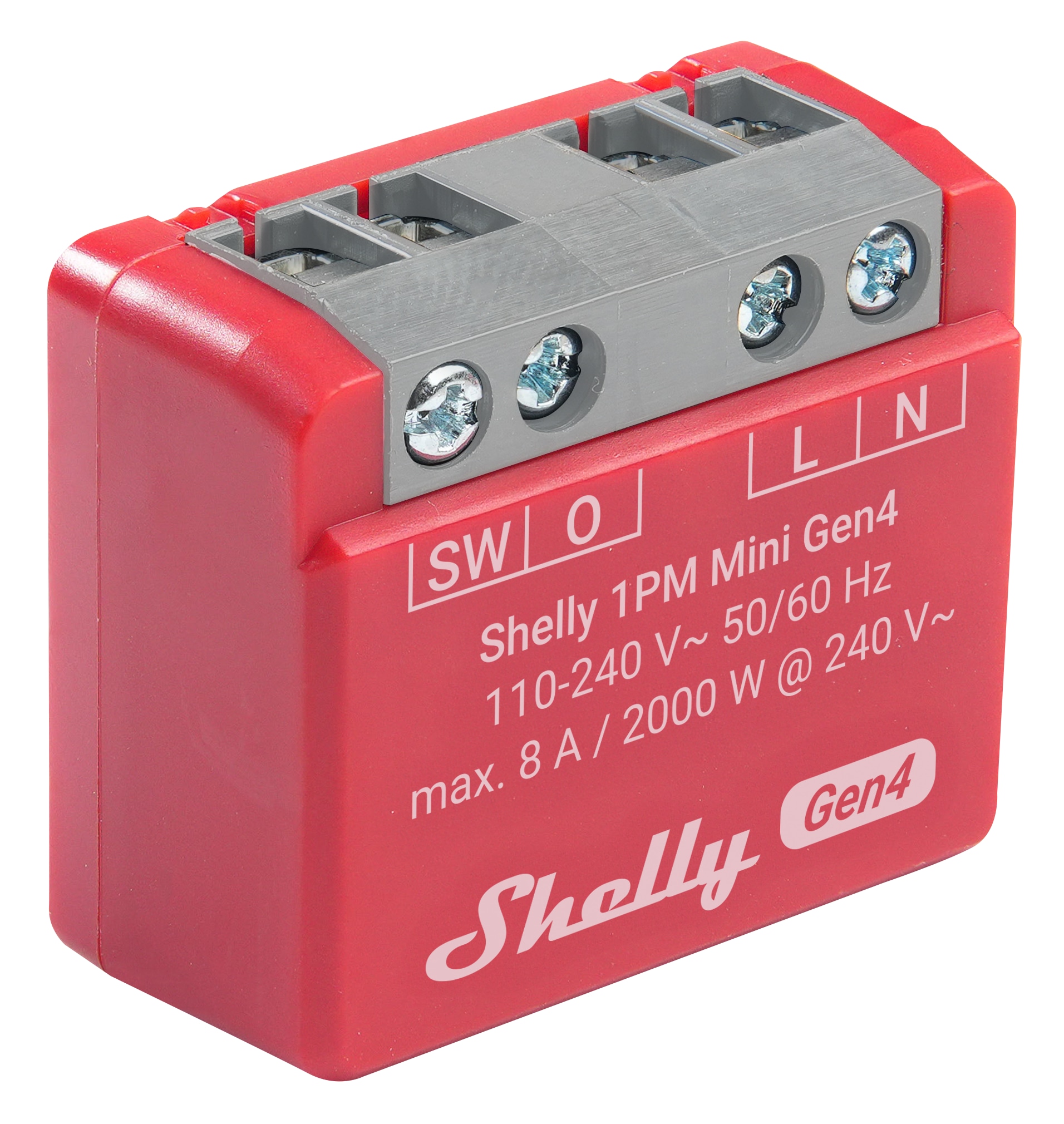 SHELLY Relais 1PM Mini Gen4, 8 A, WLAN, Bluetooth, rot SHELLY Relais 1PM Mini Gen4, 8 A, WLAN, Bluetooth, rot