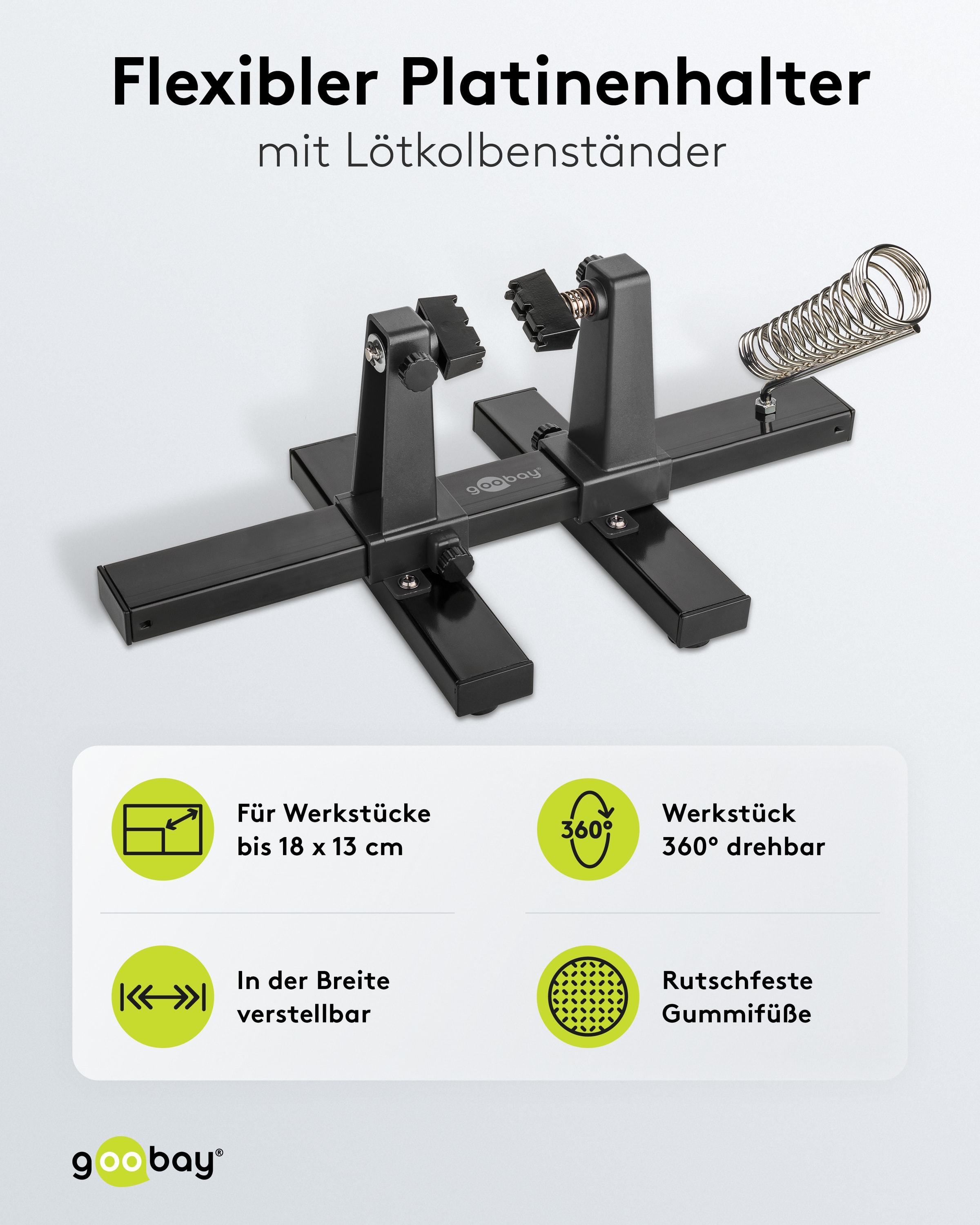 GOOBAY Platinenhalter, 76559, mit Lötkolbenständer GOOBAY Platinenhalter, 76559, mit Lötkolbenständer