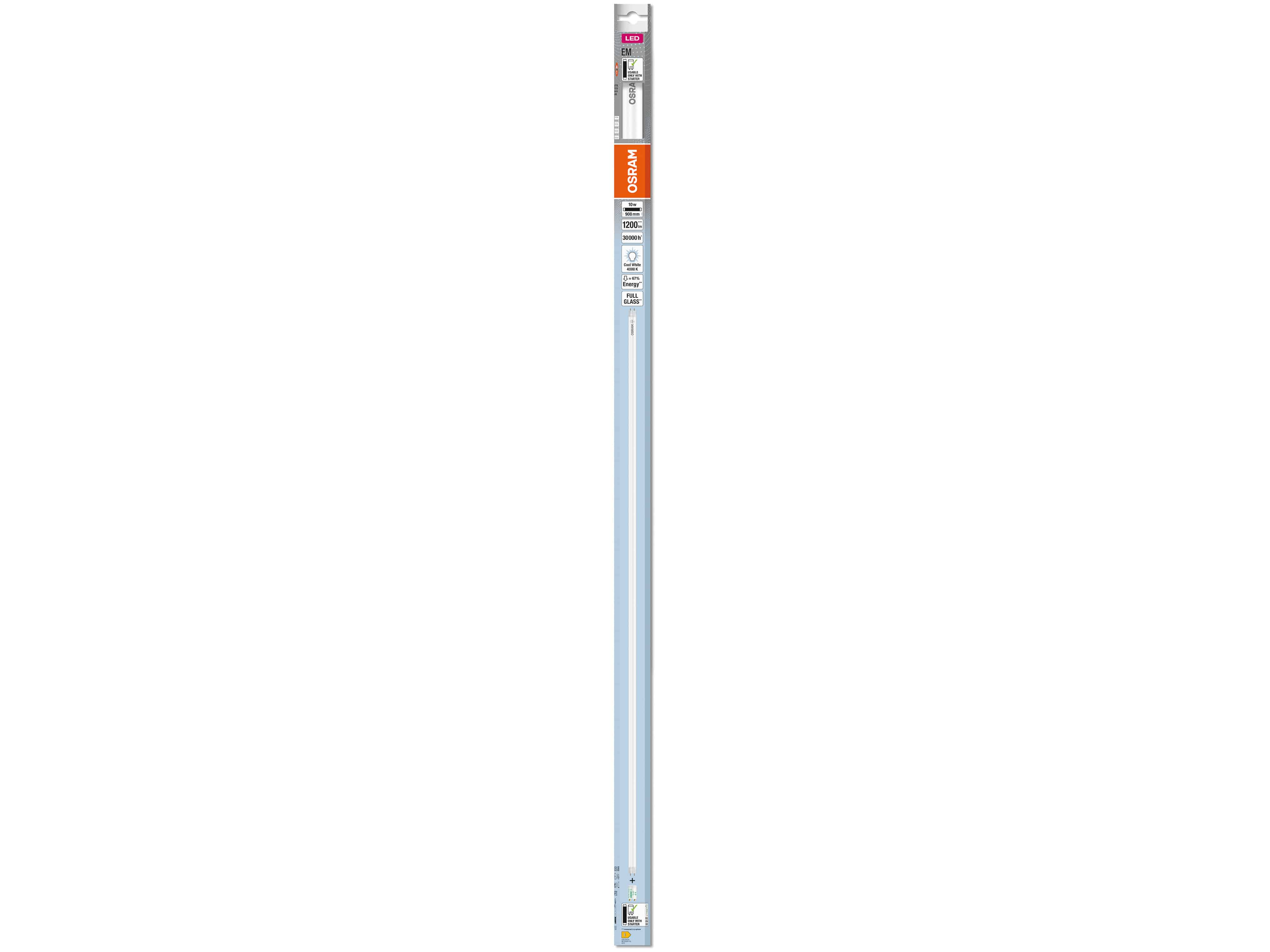 OSRAM LED-Röhre, T8, 900mm, G13, EEK: E, 10W, 1200lm, 4000K