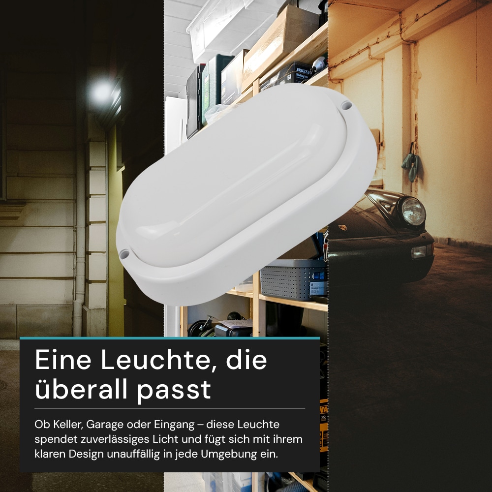 LUXULA LED-Kellerleuchte, 12W, EEK: F, 1080lm, CCT, IP54, weiß LUXULA LED-Kellerleuchte, 12W, EEK: F, 1080lm, CCT, IP54, weiß