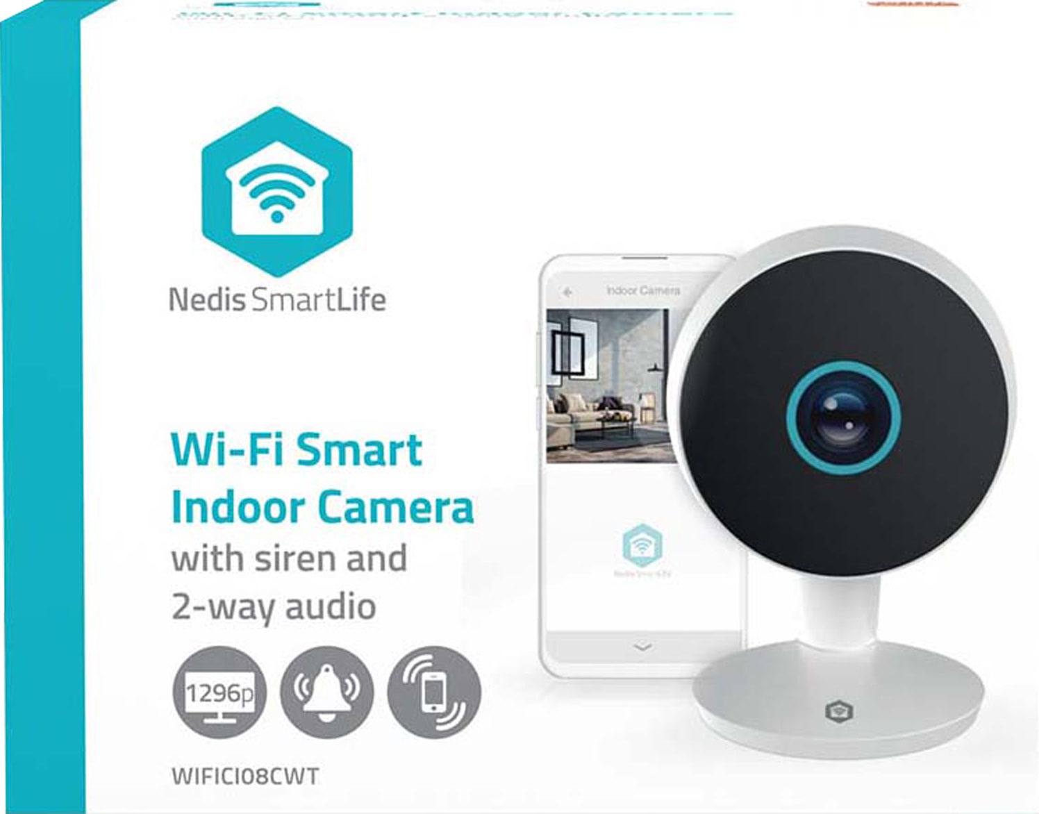 NEDIS SmartLife Indoor Kamera WIFICI08CWT, 3MP Full HD 1296p, Nachtsicht, Bewegungsmelder, weiß NEDIS SmartLife Indoor Kamera WIFICI08CWT, 3MP Full HD 1296p, Nachtsicht, Bewegungsmelder, weiß