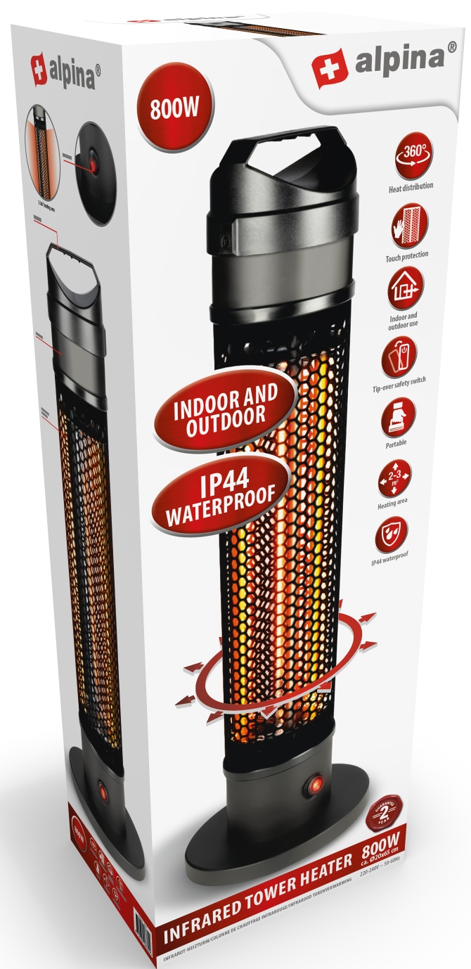 ALPINA Heizstrahler, 800 W, schwarz, In/Outdoor ALPINA Heizstrahler, 800 W, schwarz, In/Outdoor