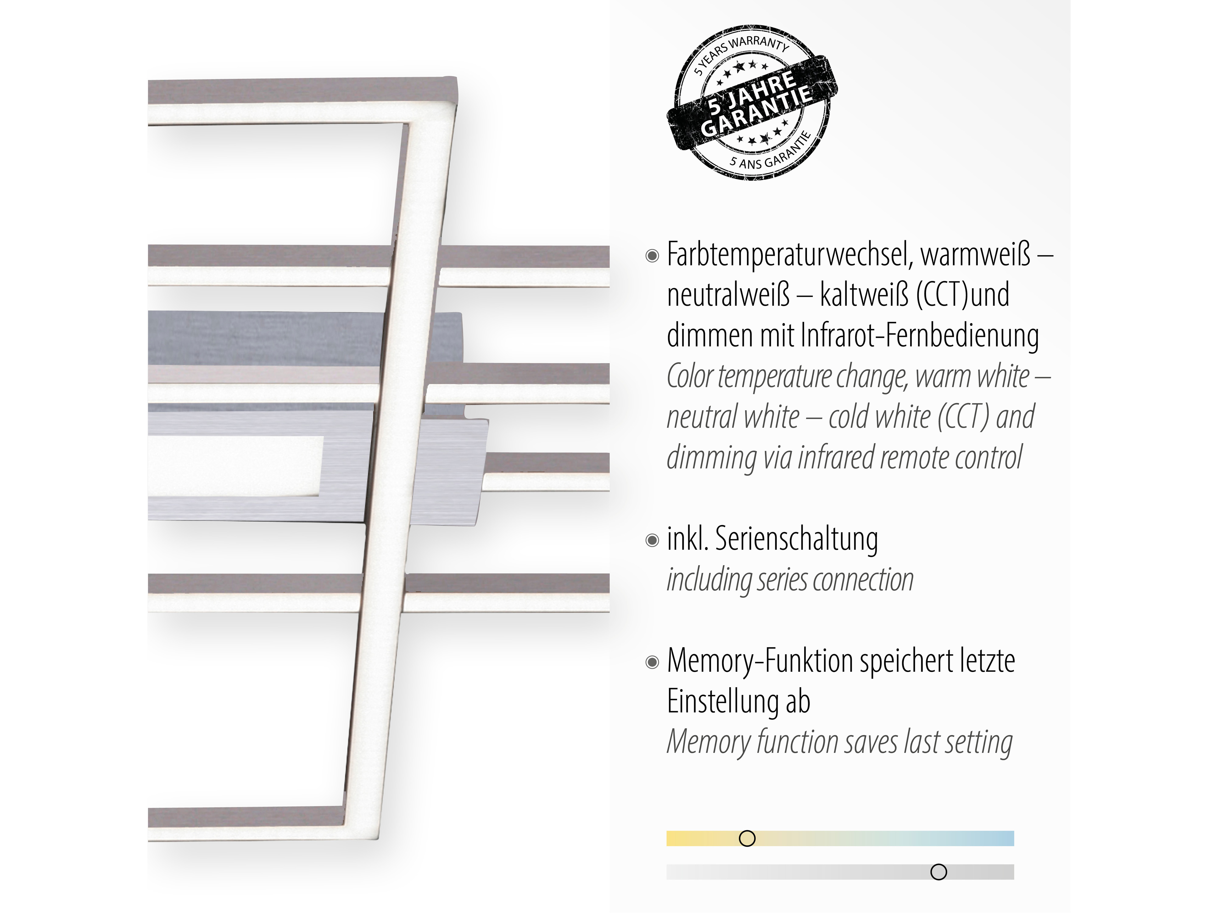 JUST LIGHT LED-Deckenleuchte 14693-55, 45W, 5500lm, silber JUST LIGHT LED-Deckenleuchte 14693-55, 45W, 5500lm, silber