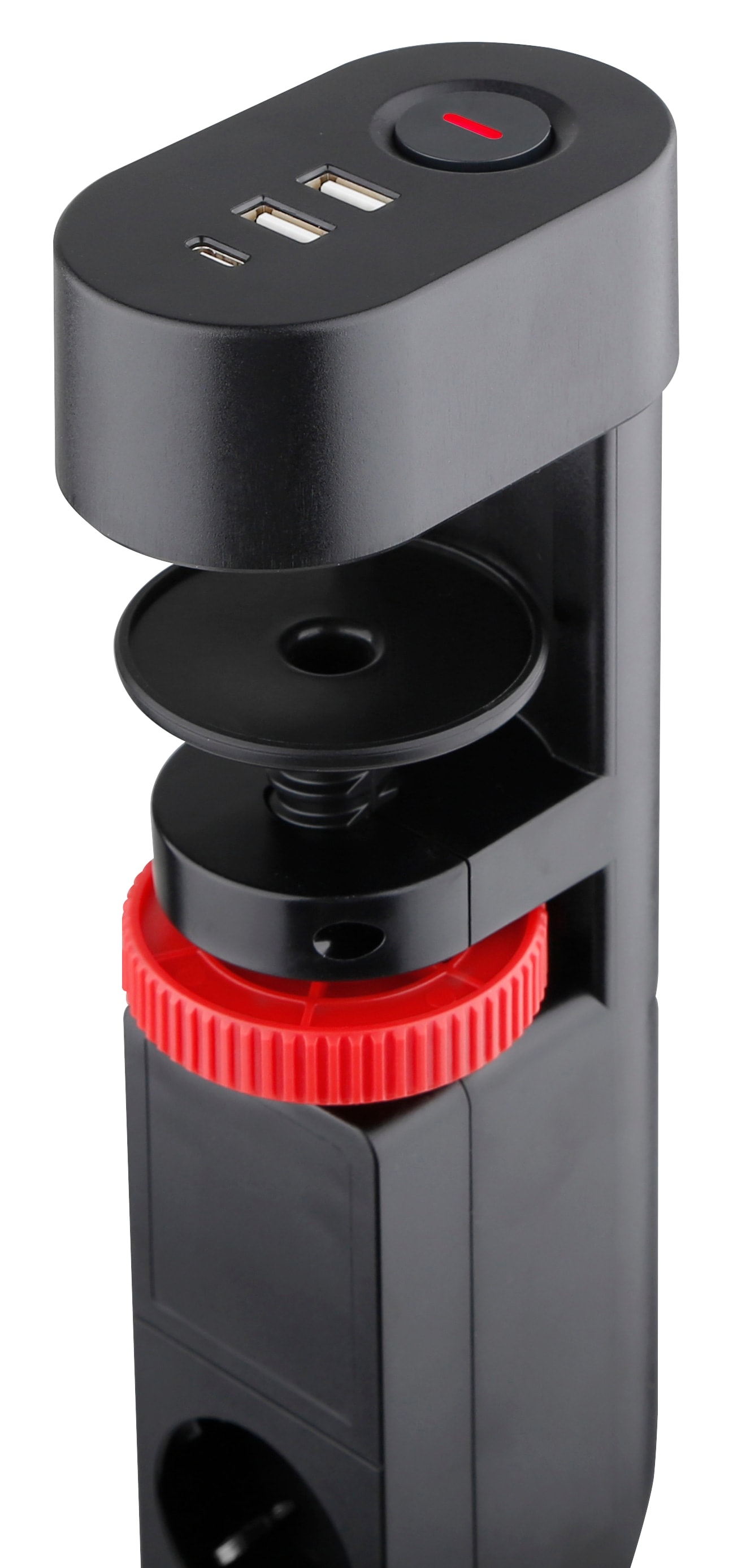 REV Steckdosenleiste mit Tischbefestigung ,3-fach, 2x USB-A, 1x USB-C, schwarz REV Steckdosenleiste mit Tischbefestigung ,3-fach, 2x USB-A, 1x USB-C, schwarz