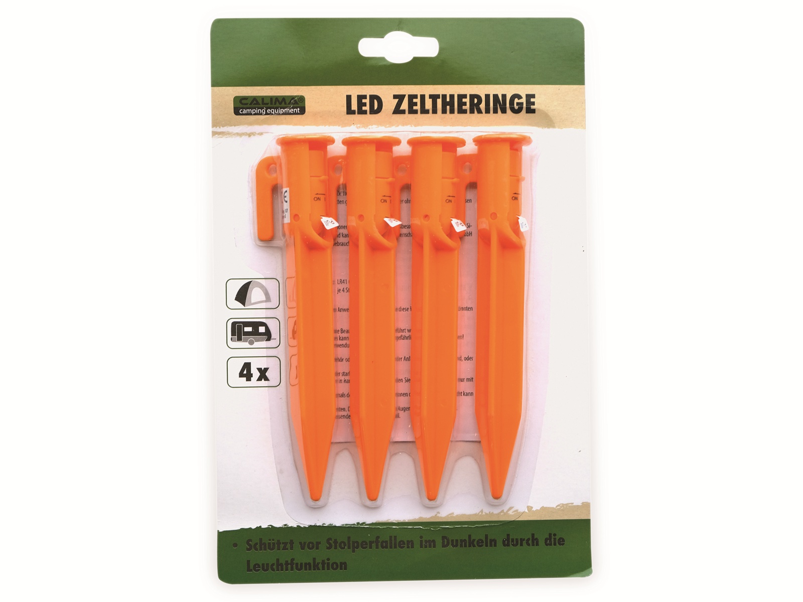 CALIMA CAMPING EQUIPMENT LED Zeltheringe, 4 Stück