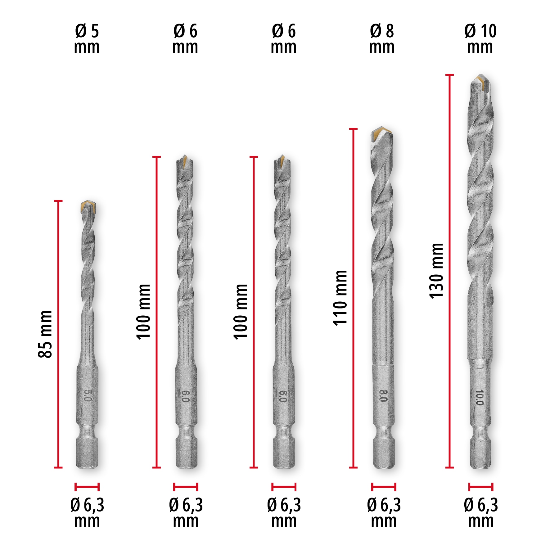 EINHELL Fliesenbohrer-Set, 51410, S-Case, 5-10 mm, 10-teilig EINHELL Fliesenbohrer-Set, 51410, S-Case, 5-10 mm, 10-teilig