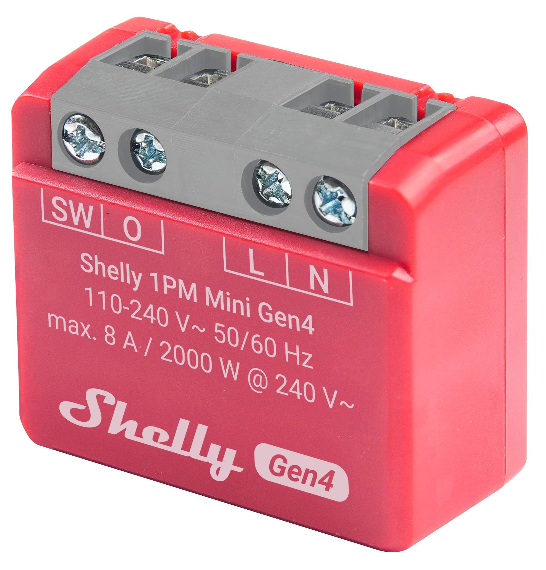 SHELLY Relais 1PM Mini Gen4, 8 A, WLAN, Bluetooth, rot, 2 Stück SHELLY Relais 1PM Mini Gen4, 8 A, WLAN, Bluetooth, rot, 2 Stück