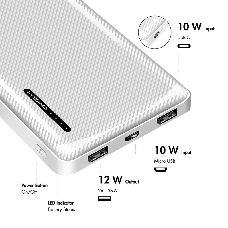 LOGILINK POWERBANK PA0316, 10.000 mAh, weiß, 2-fach USB-A Ausgang LOGILINK POWERBANK PA0316, 10.000mAh, 2-fach USB-A Ausgang