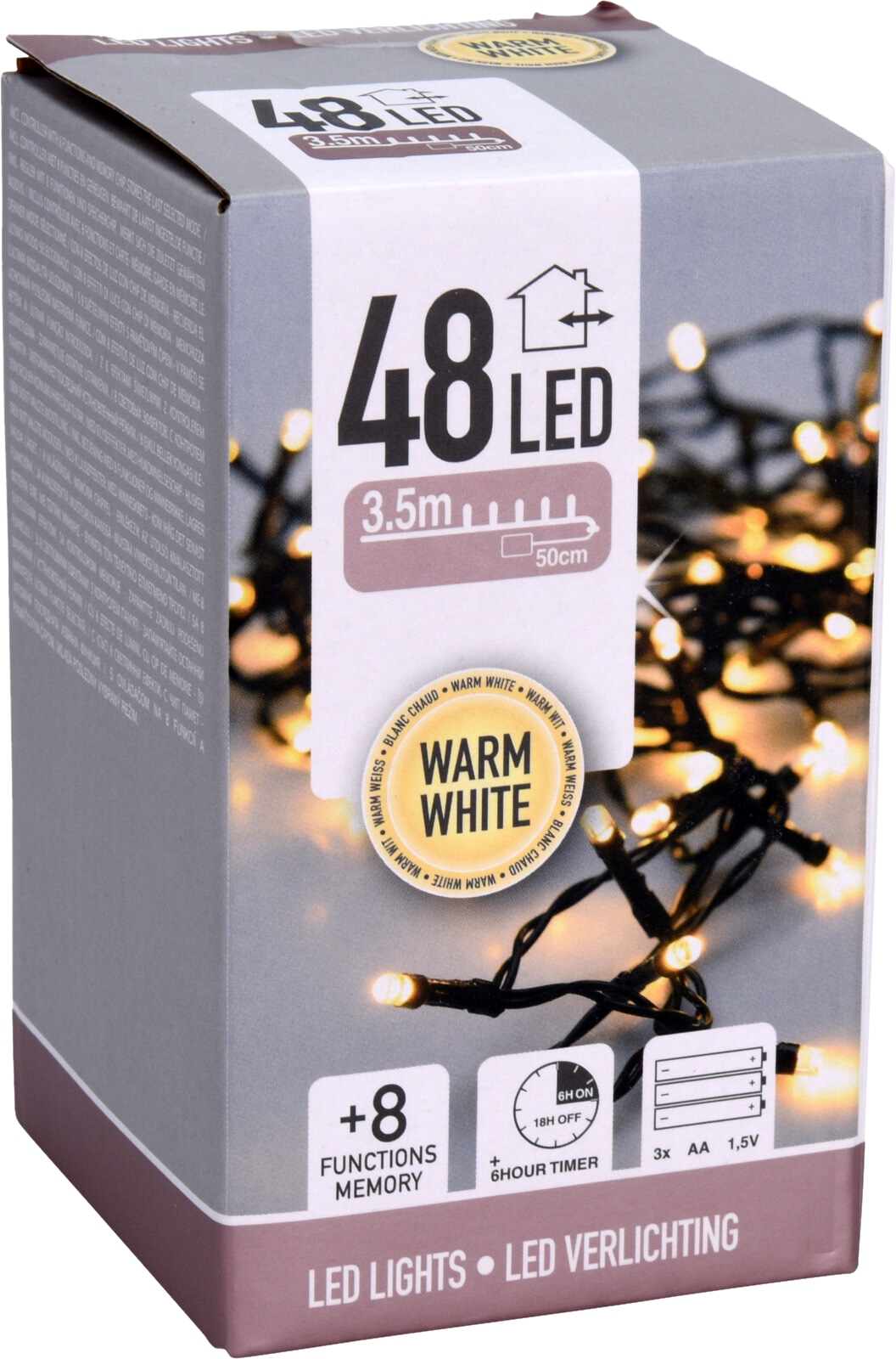 LED-Lichterkette warmweiß, Batteriebetrieben, 48 LEDs, schwarzes Kabel, Innen/Außen, 4m KOOPMAN LED-Lichterkette warmweiß, Batteriebetrieben, 48 LEDs, schwarzes Kabel, Innen/Außen, 4m