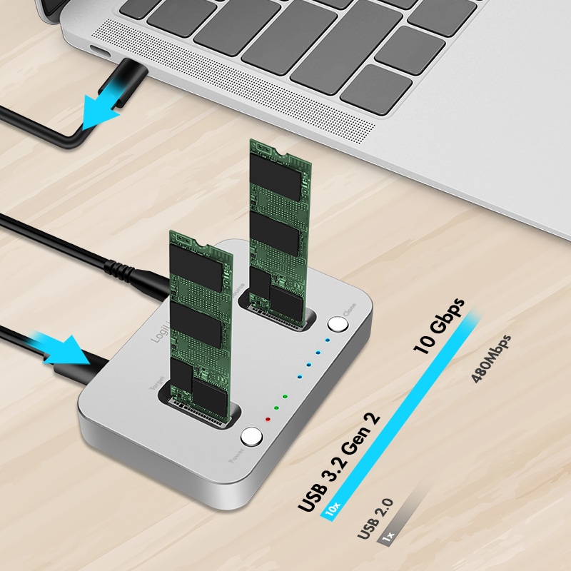 LOGILINK USB 3.2 Dual-Dockingstation QP0033 Clonestation LOGILINK Dockingstation QP0033 Offline-Clone USB3.2