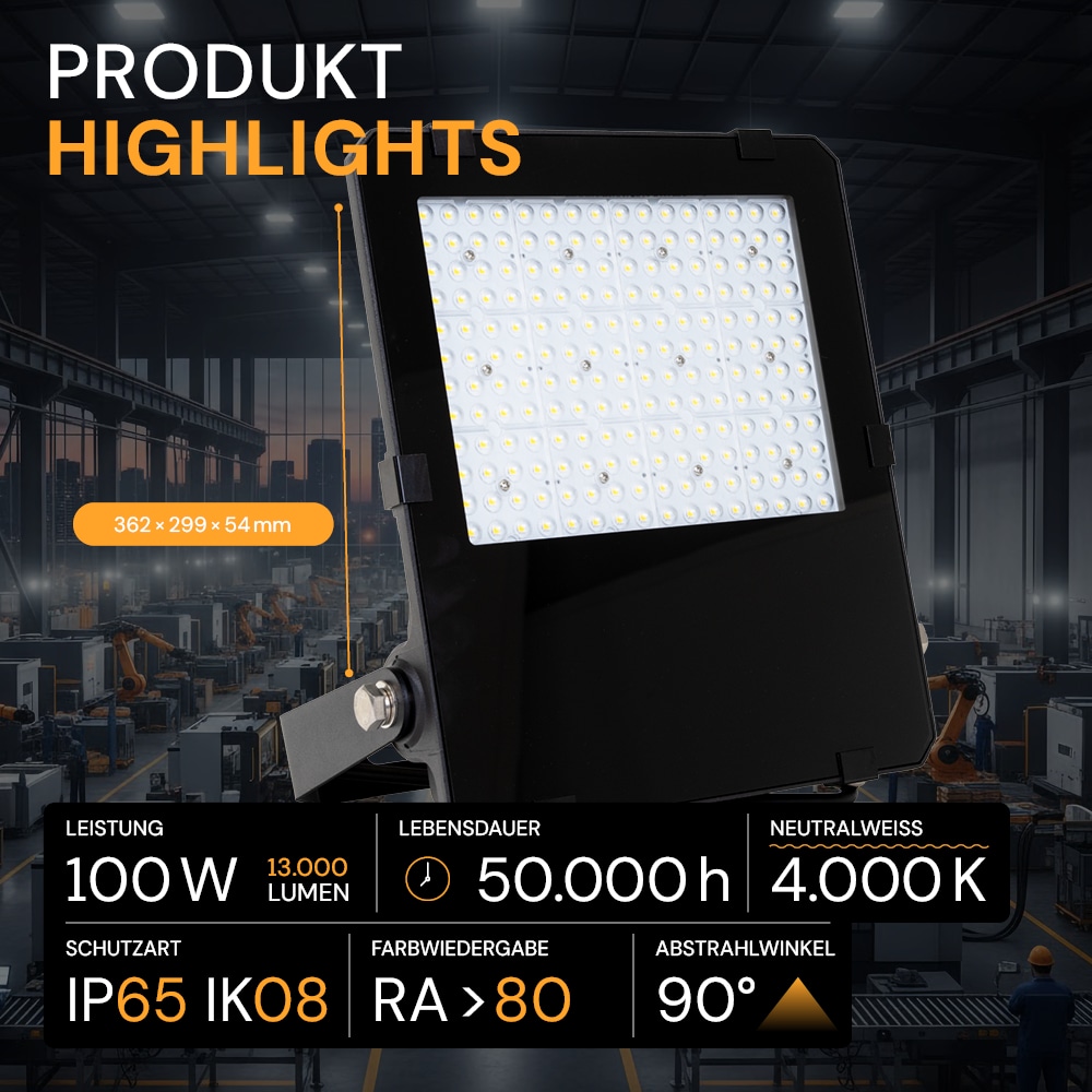 ENOVALITE LED-Fluter PRO, EEK: D, 100W, 13000lm, 4000K, schwarz ENOVALITE LED-Fluter PRO, EEK: D, 100W, 13000lm, 4000K, schwarz