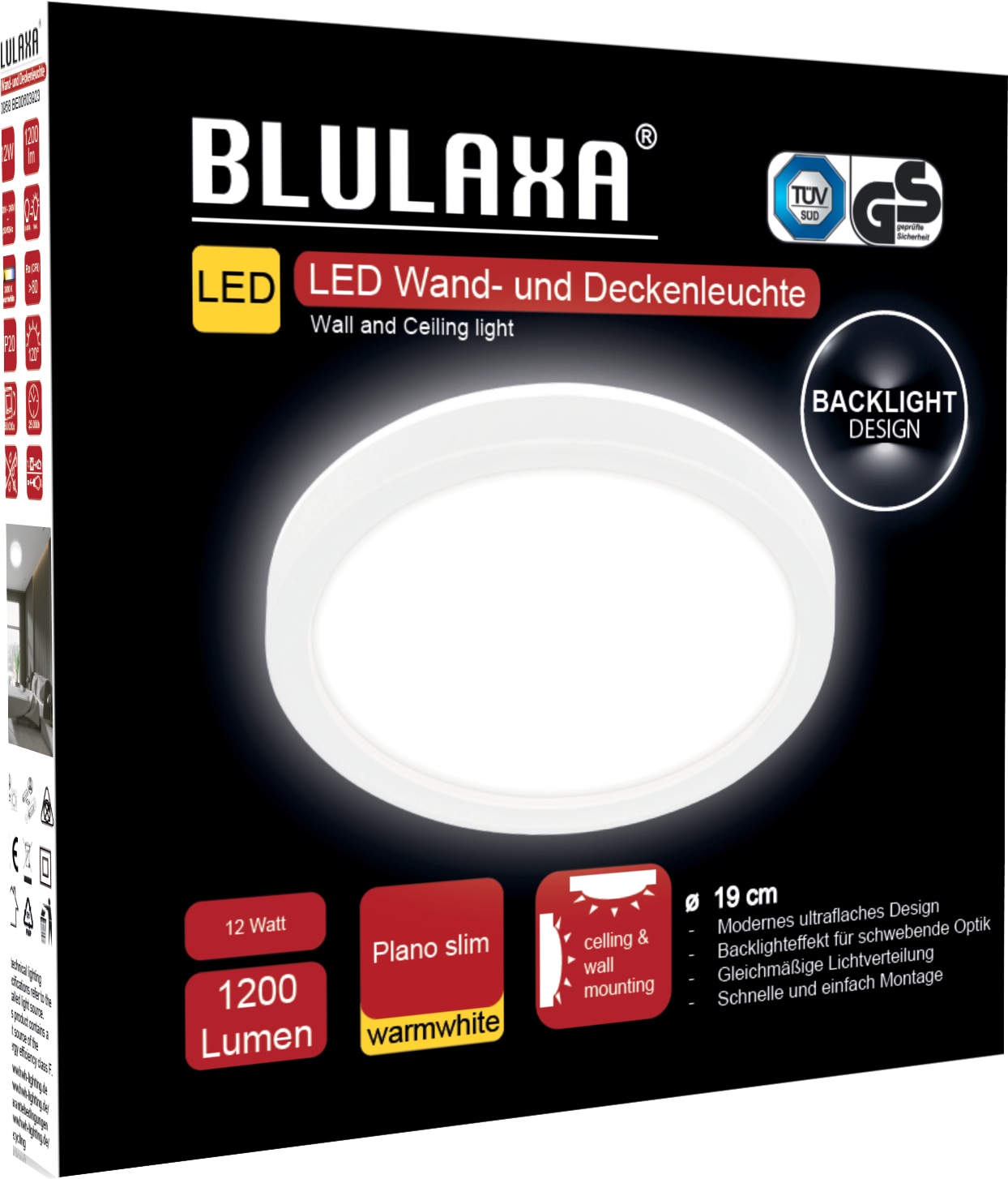 BLULAXA LED-Deckenleuchte, 12W, 4000K, 3000K, 1200lm, warmweiß, IP20, weiß BLULAXA LED-Deckenleuchte, 12W, 4000K, 3000K, 1200lm, warmweiß, IP20, weiß