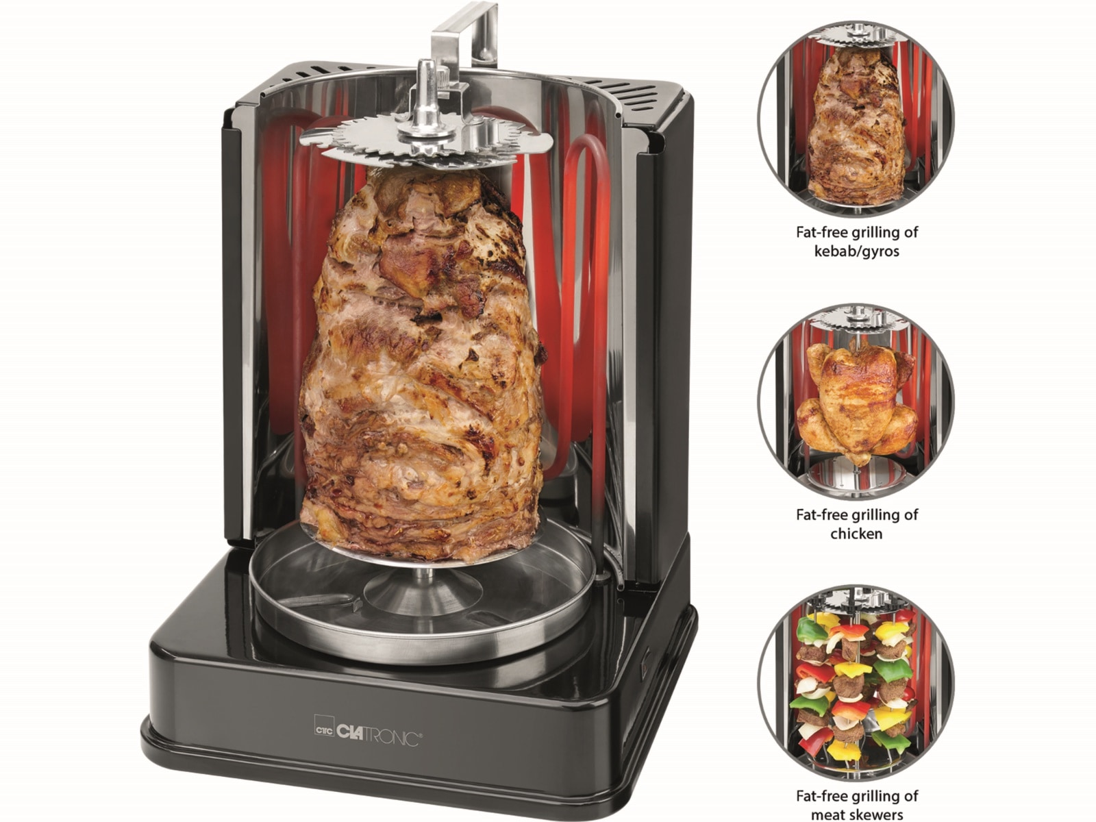 CLATRONIC Döner-Vertikal-Multigrill DVG 3686, 1400 W, schwarz CLATRONIC Döner-Vertikal-Multigrill DVG 3686, 1400 W, schwarz