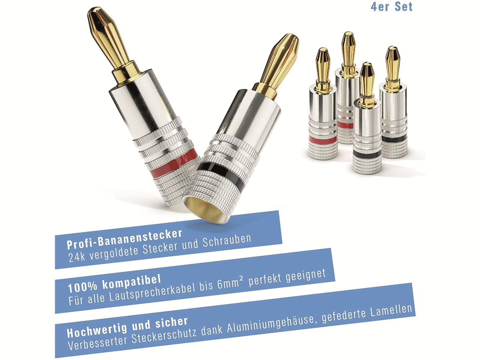 SONERO Bananenstecker-Set 4 Stück, schraubbar SONERO Bananenstecker-Set 4 Stück, schraubbar