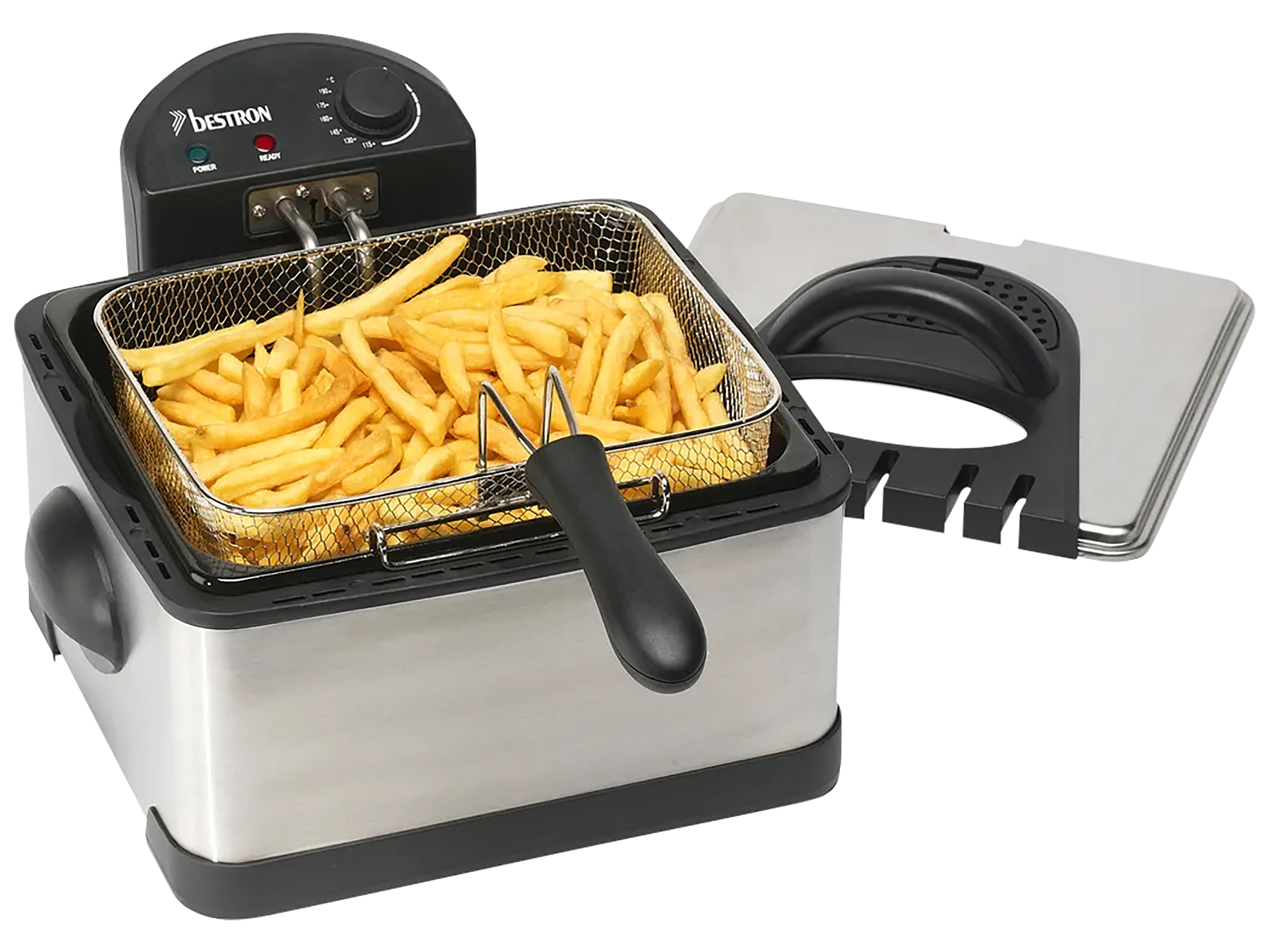 BESTRON Öl-Fritteuse XL DF402, 4,5 L, Cool Zone, 3 Körbe, 2000W, silber BESTRON Öl-Fritteuse XL DF402, 4,5 L, Cool Zone, 3 Körbe, 2000W, silber